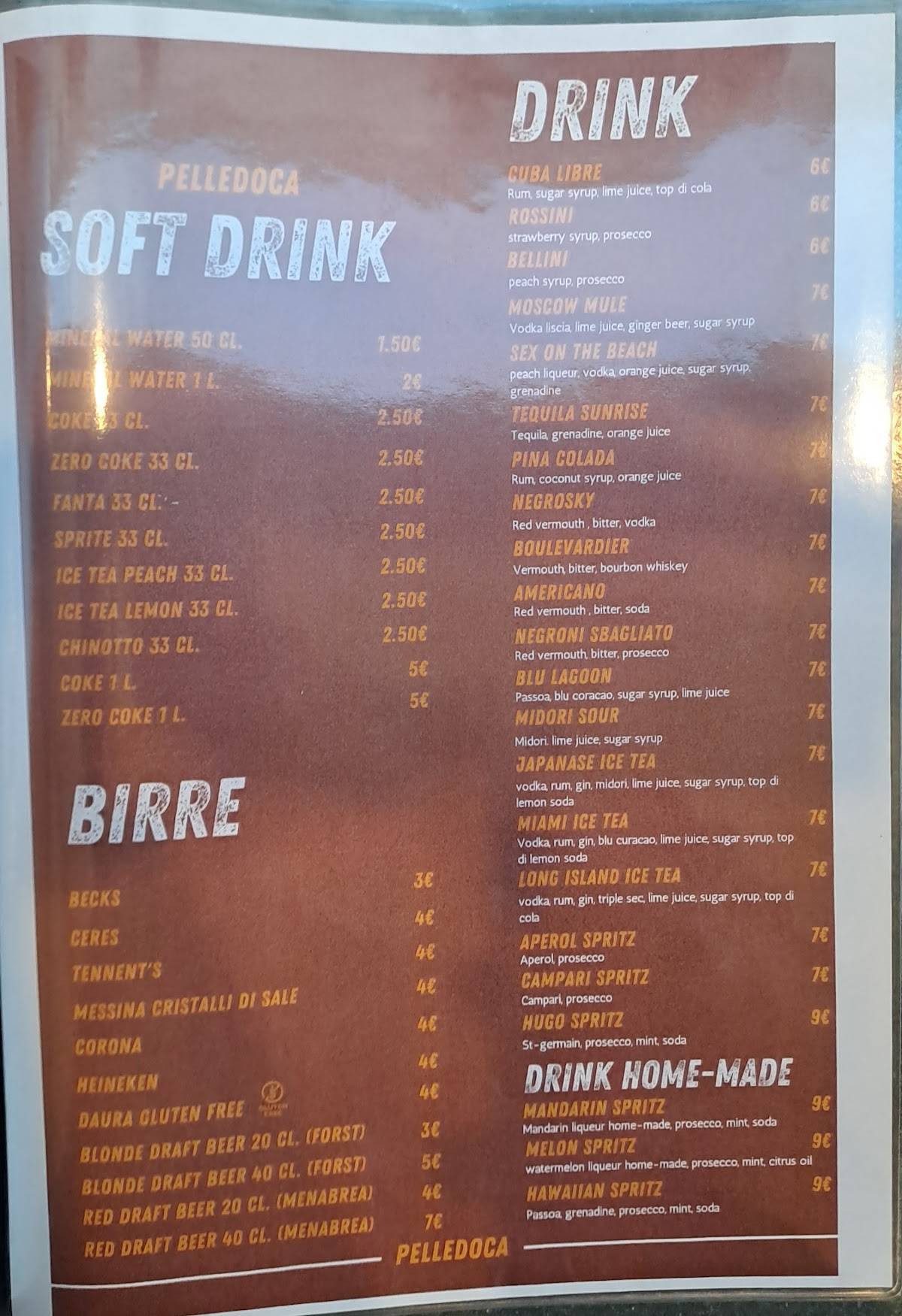 Menu di Pizzeria Polleria Pelledoca 