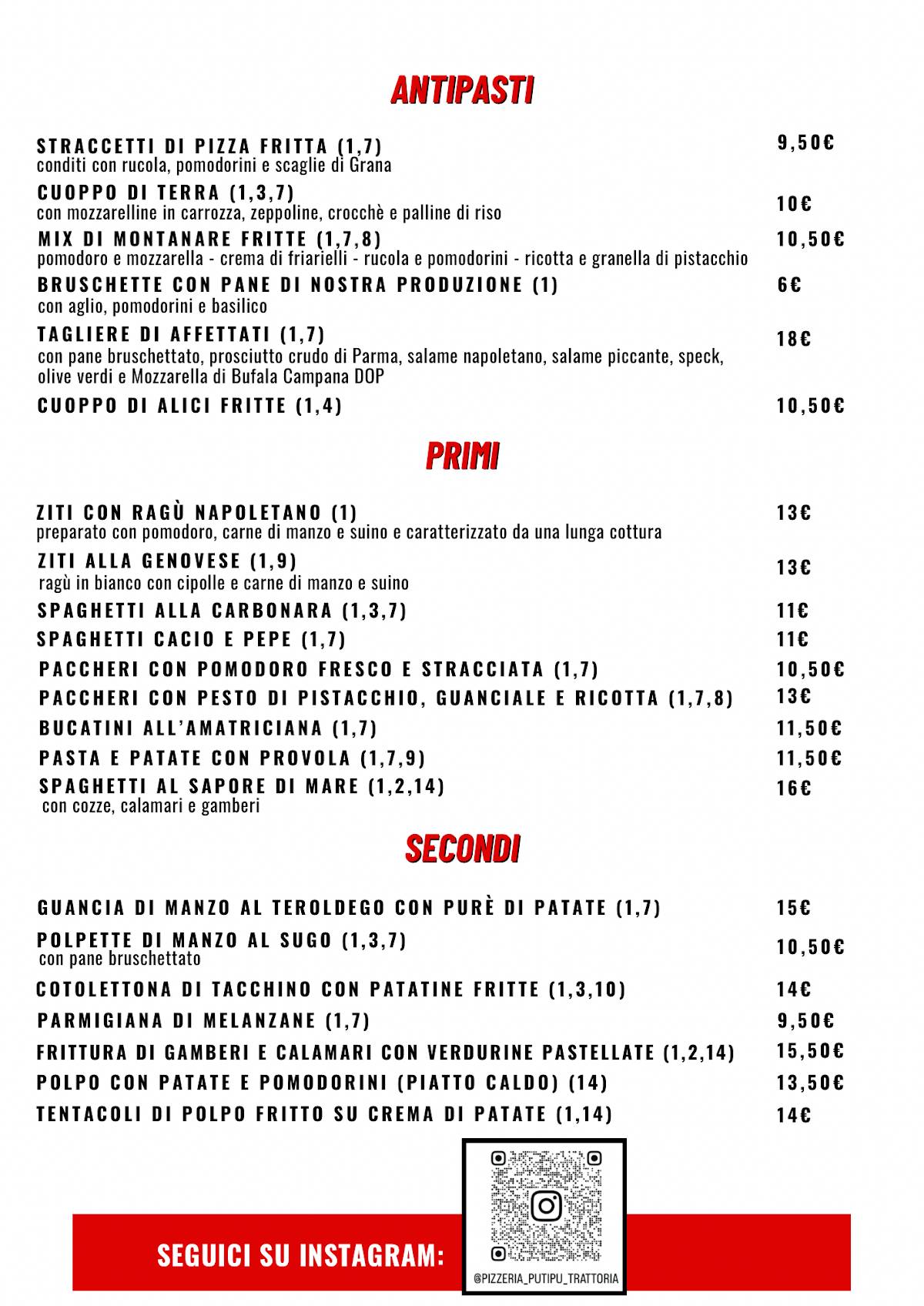 Menu di Putipù 