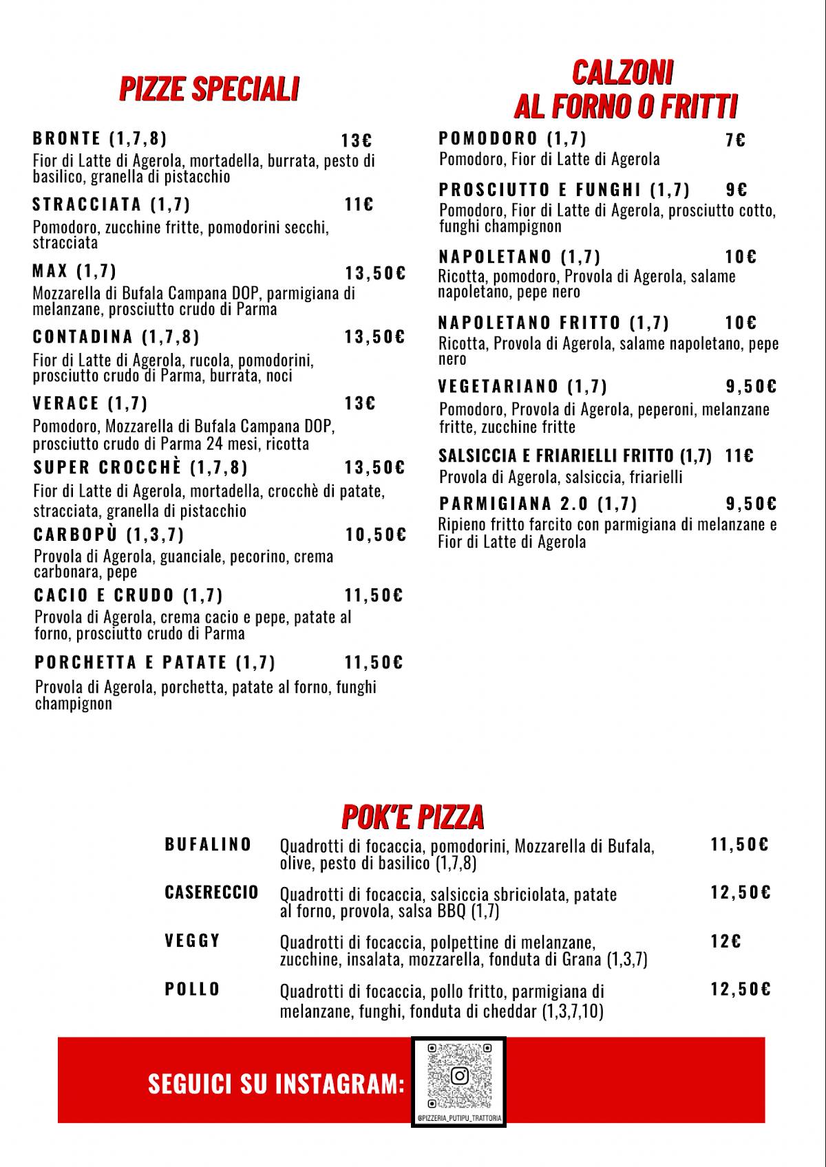 Menu di Putipù 