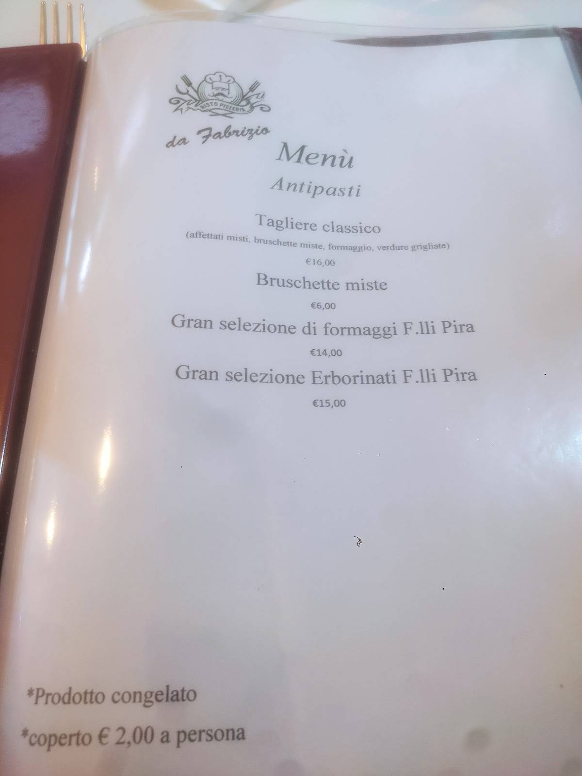 Menu di Pizzeria da Fabrizio 