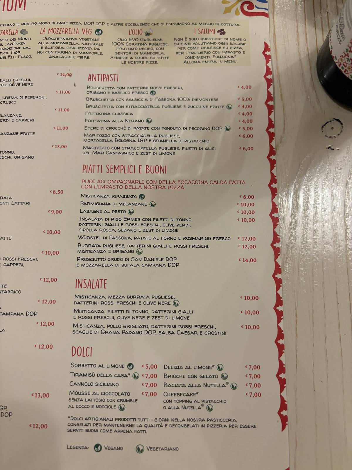 Menu di Pizzium - Viale Andrea Doria 