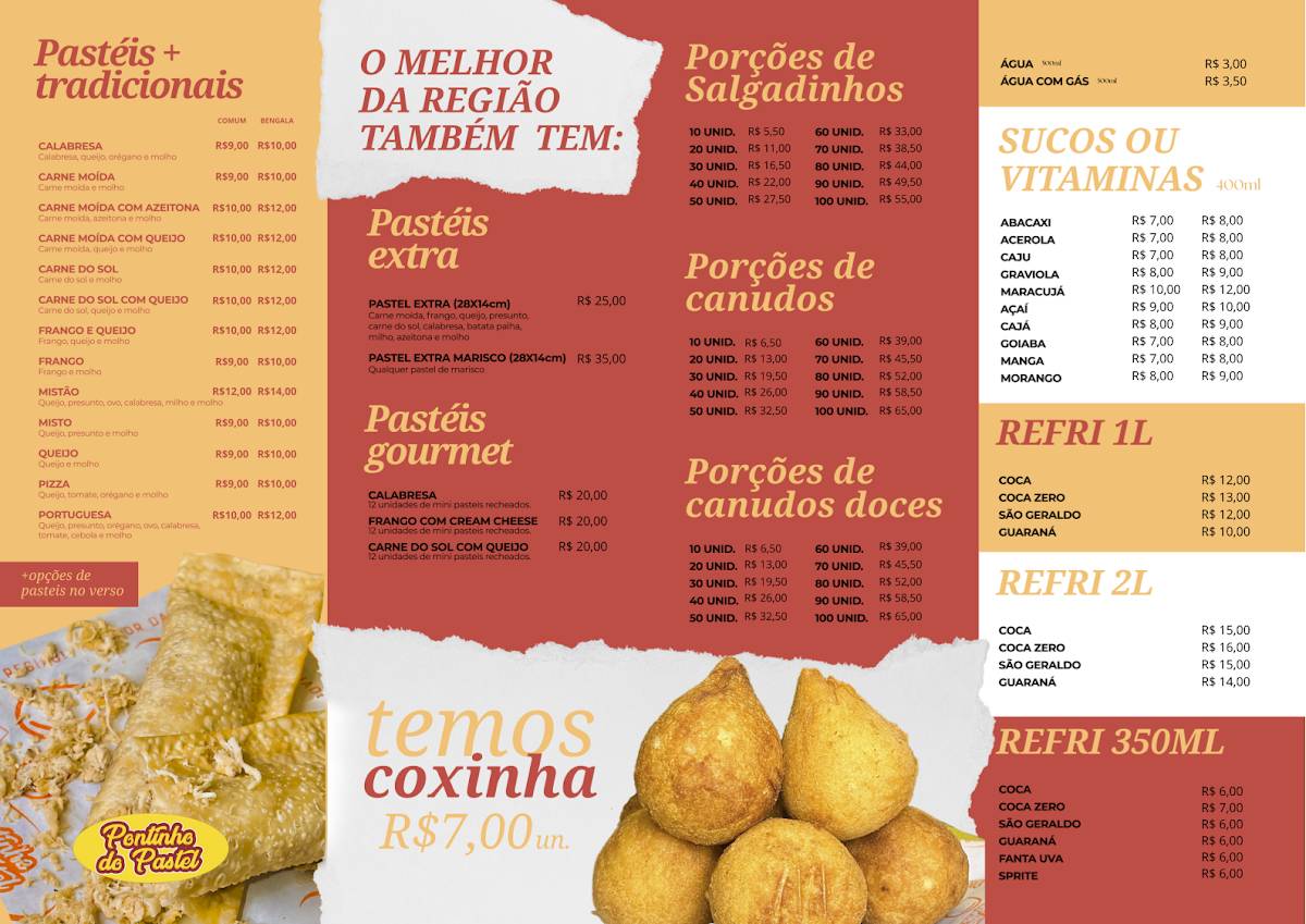 Pontinho do Pastel cardápio