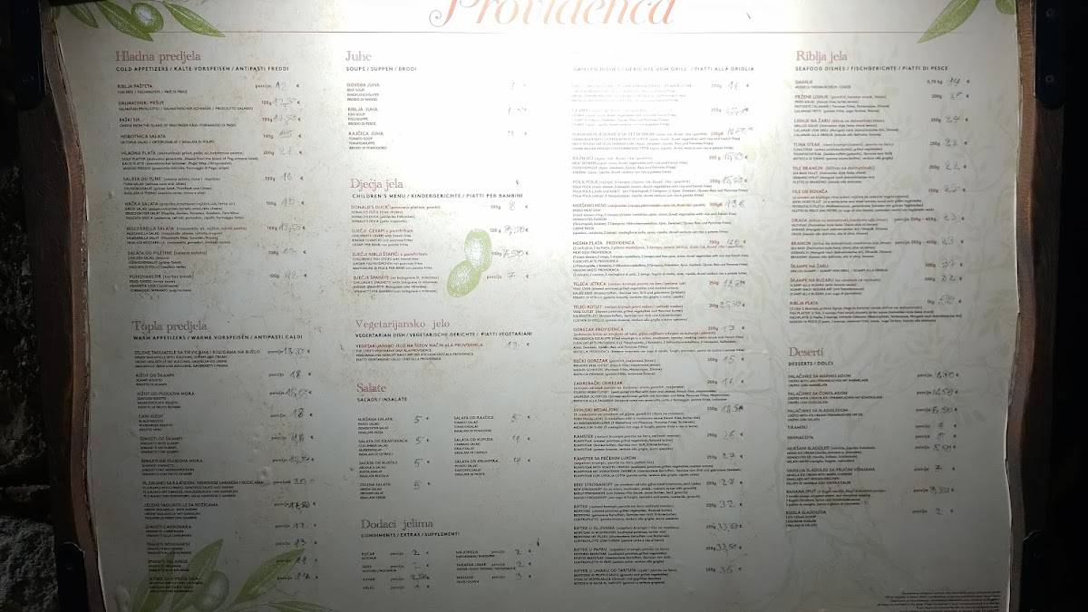 Menu di Restoran Providenca 