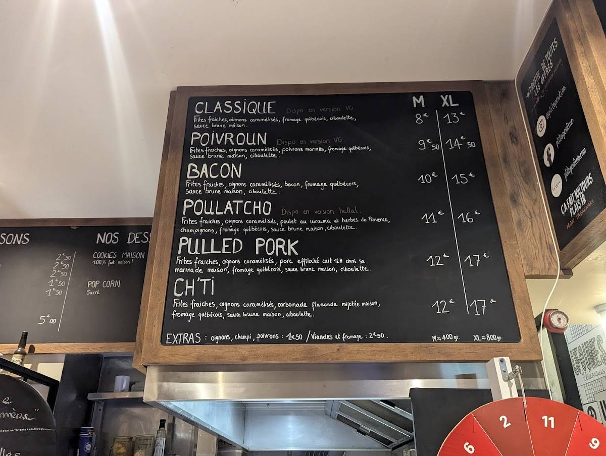 Menu de P'tite Poutine