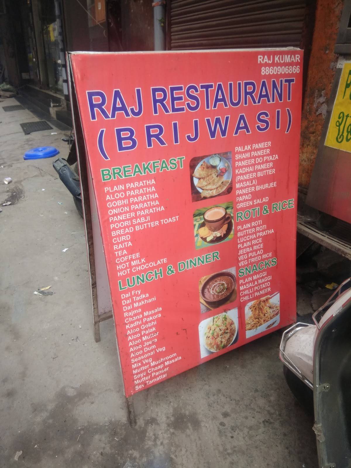 RAJ RESTAURANT menu