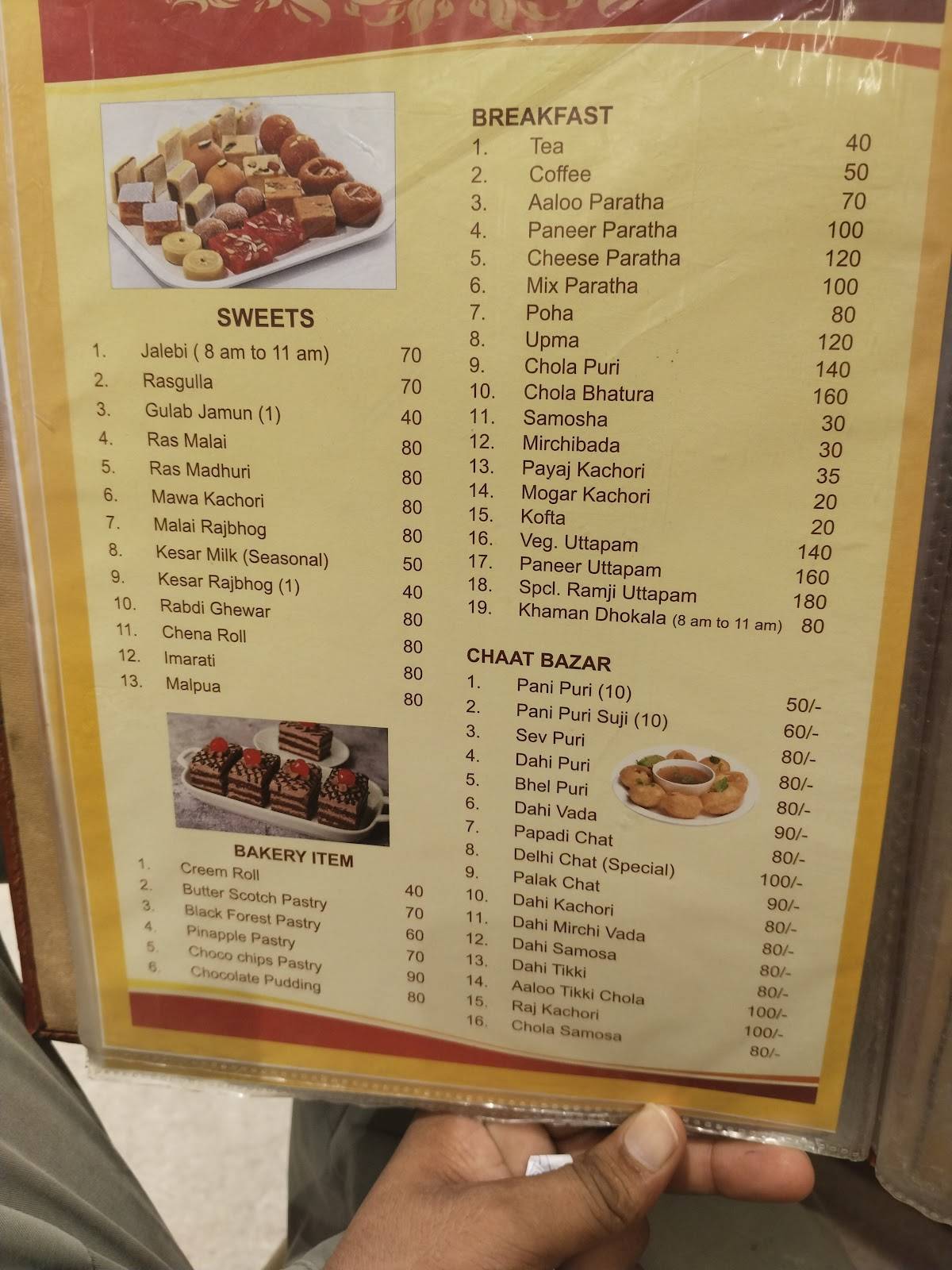 RAMJI RESTAURANT menu