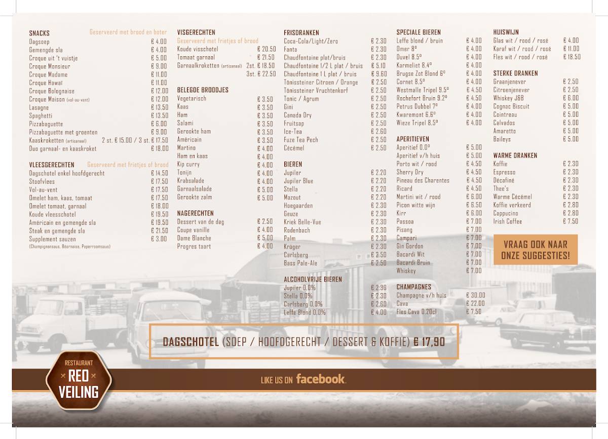 Menu de Restaurant REO Veiling