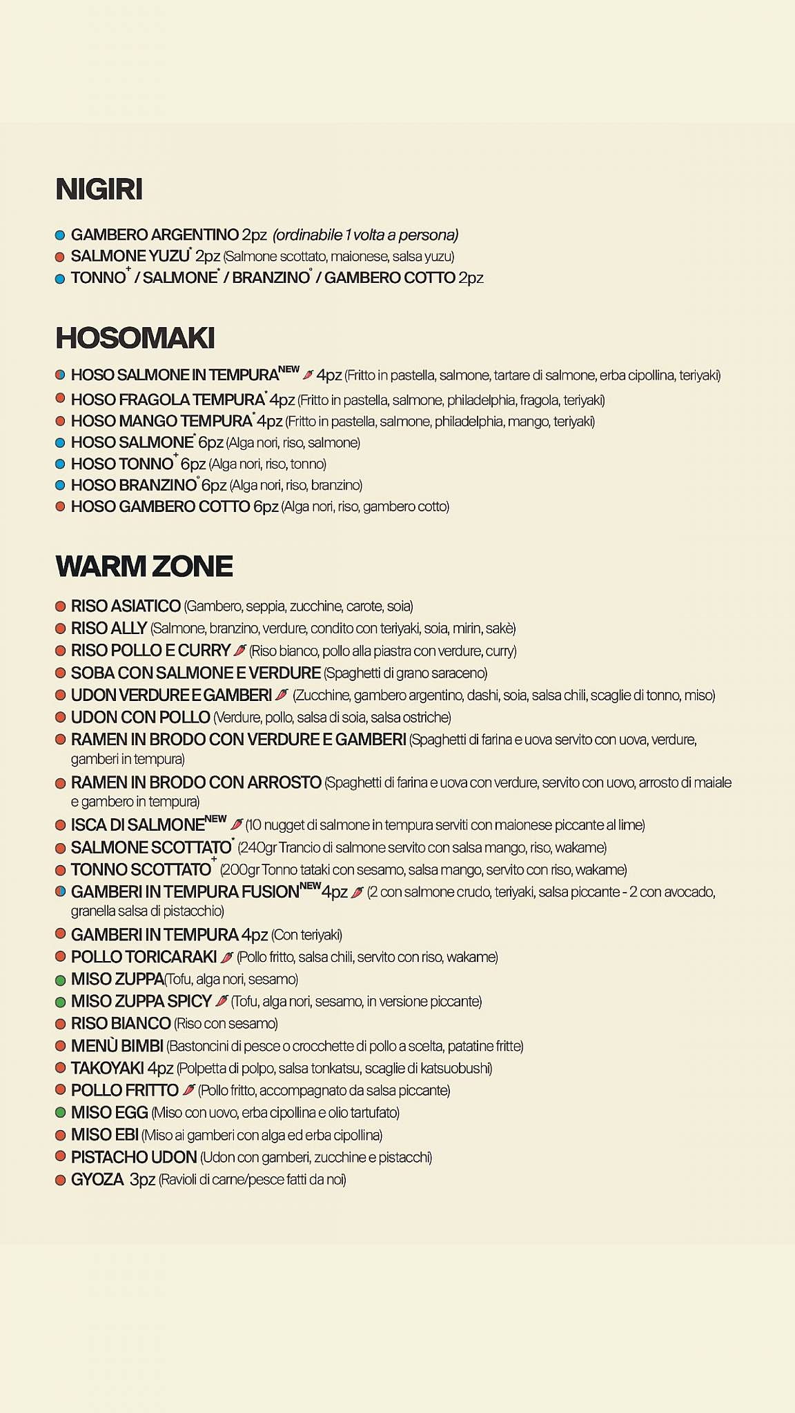 Menu di Rainbow Sushi 2.0 Rovereto 