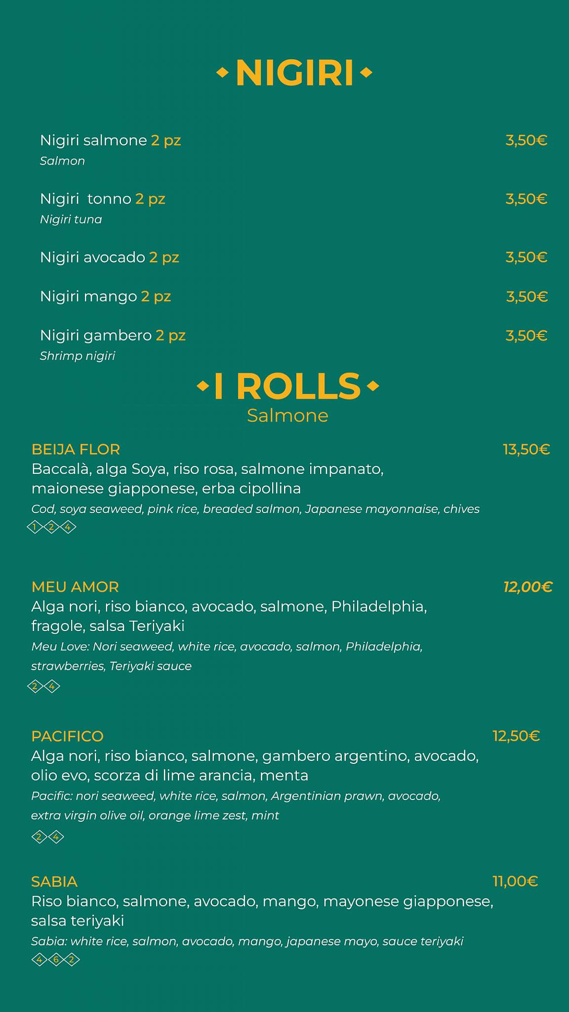 Menu di Raquel Experience 