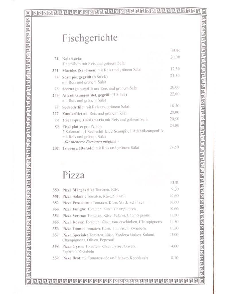 Menu de Restaurant Delphi Senden