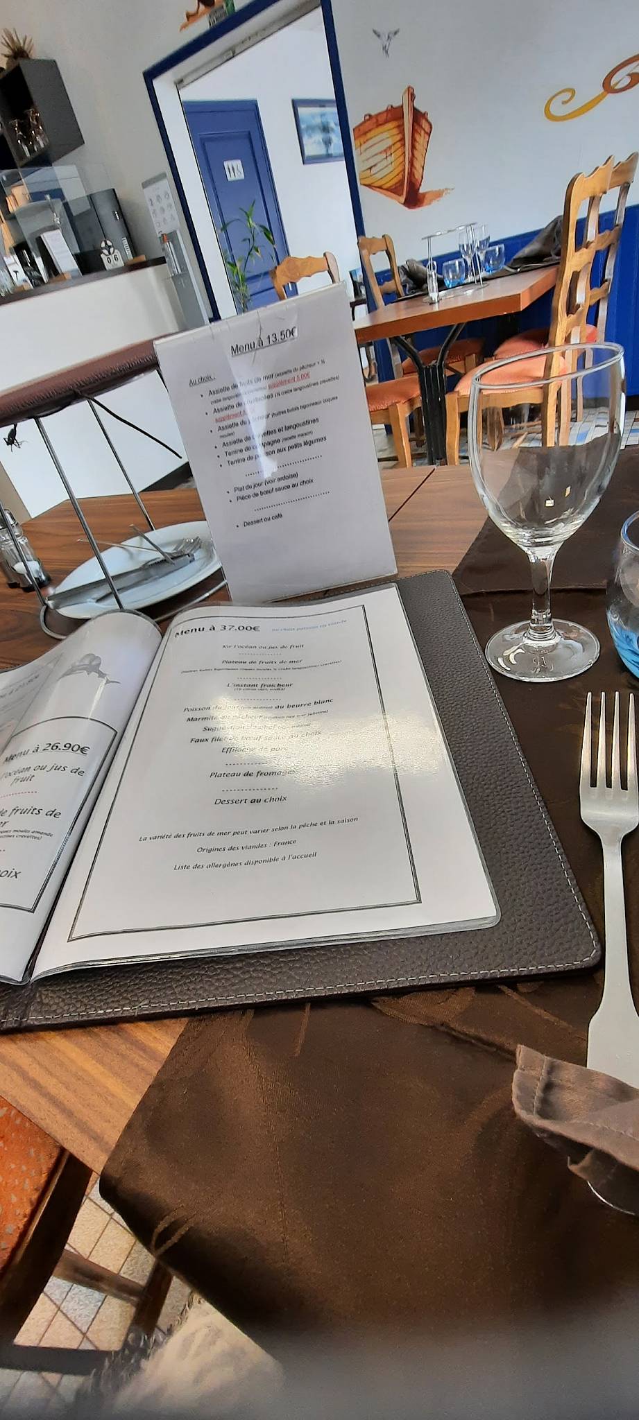 Menu de L'Océan