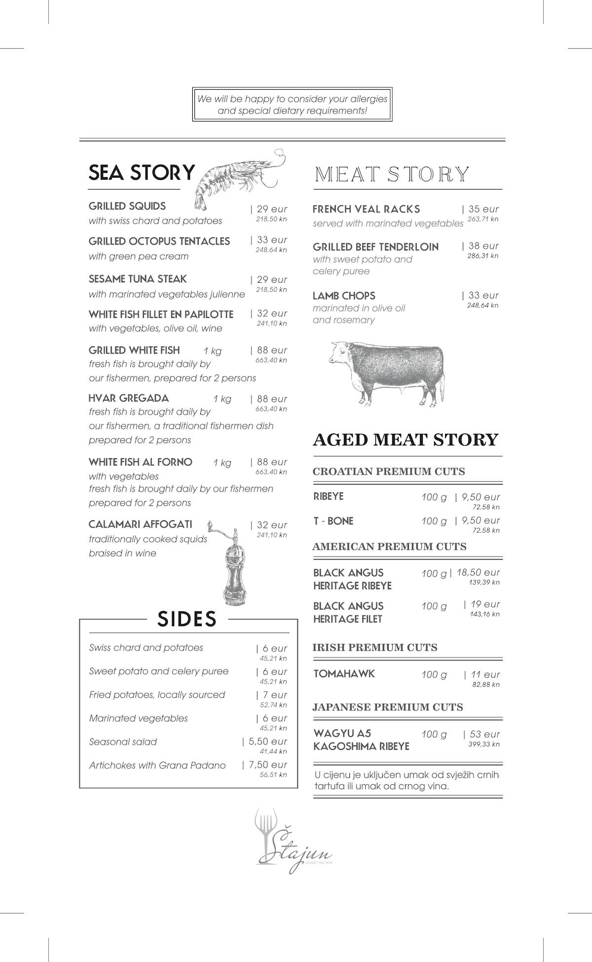 Menu di Restaurant Stajun Hvar 