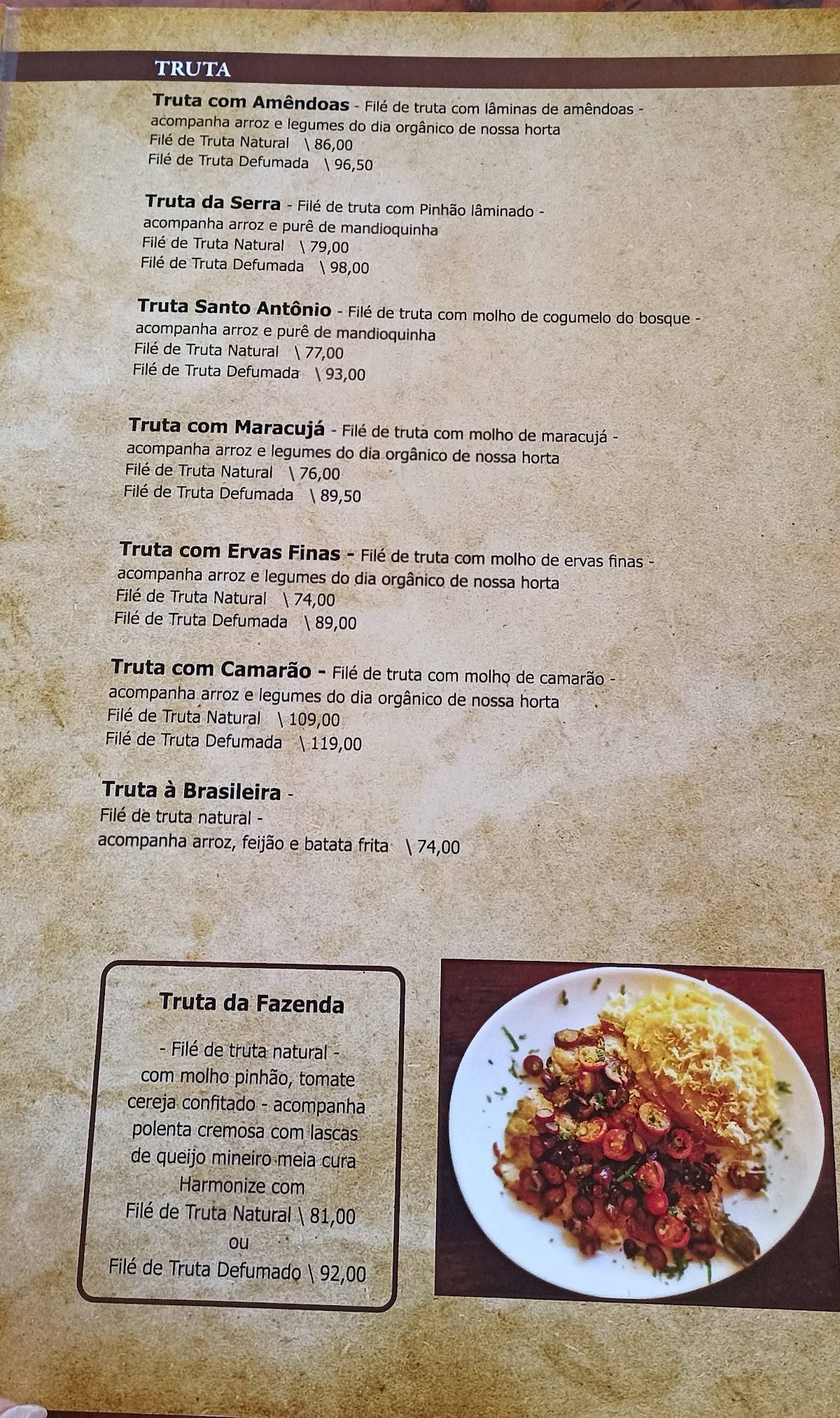 Restaurante Arco Íris cardápio