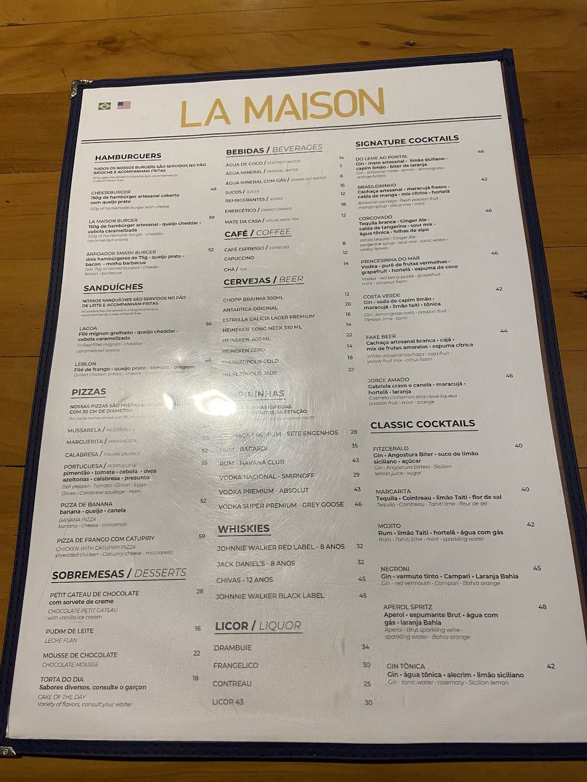 Restaurante La Maison cardápio
