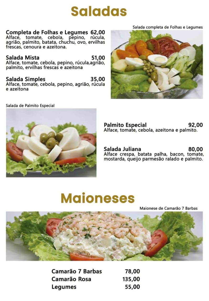 Restaurante O Rei do Peixe cardápio