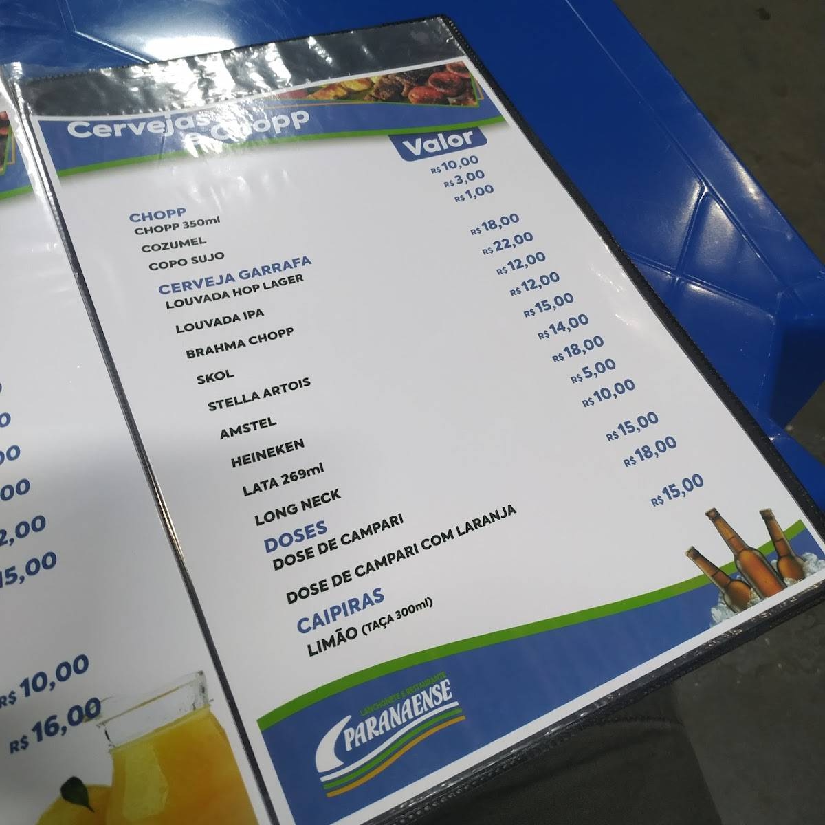 PARANAENSE RESTAURANTE E EVENTOS LTDA cardápio