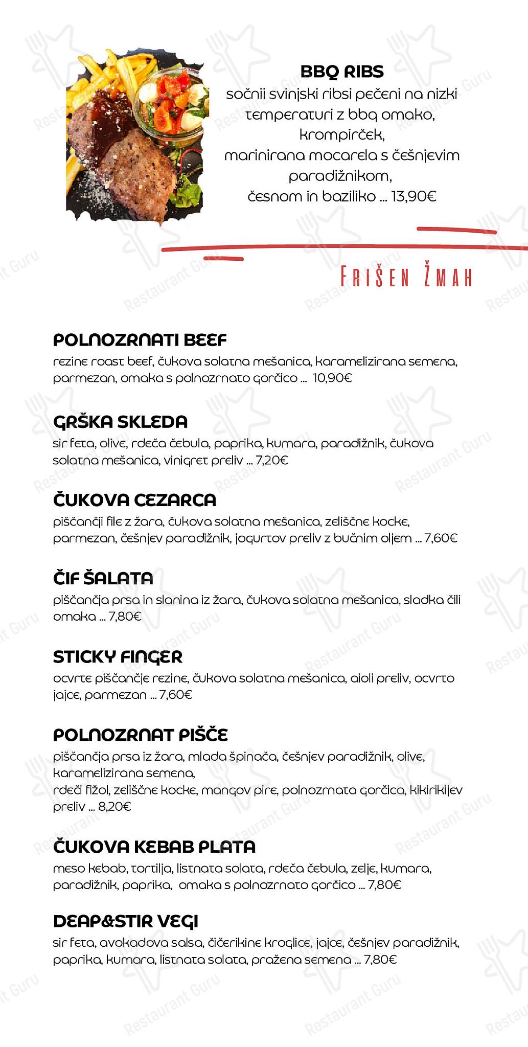 Menu di Restavracija Dobri Čuk 