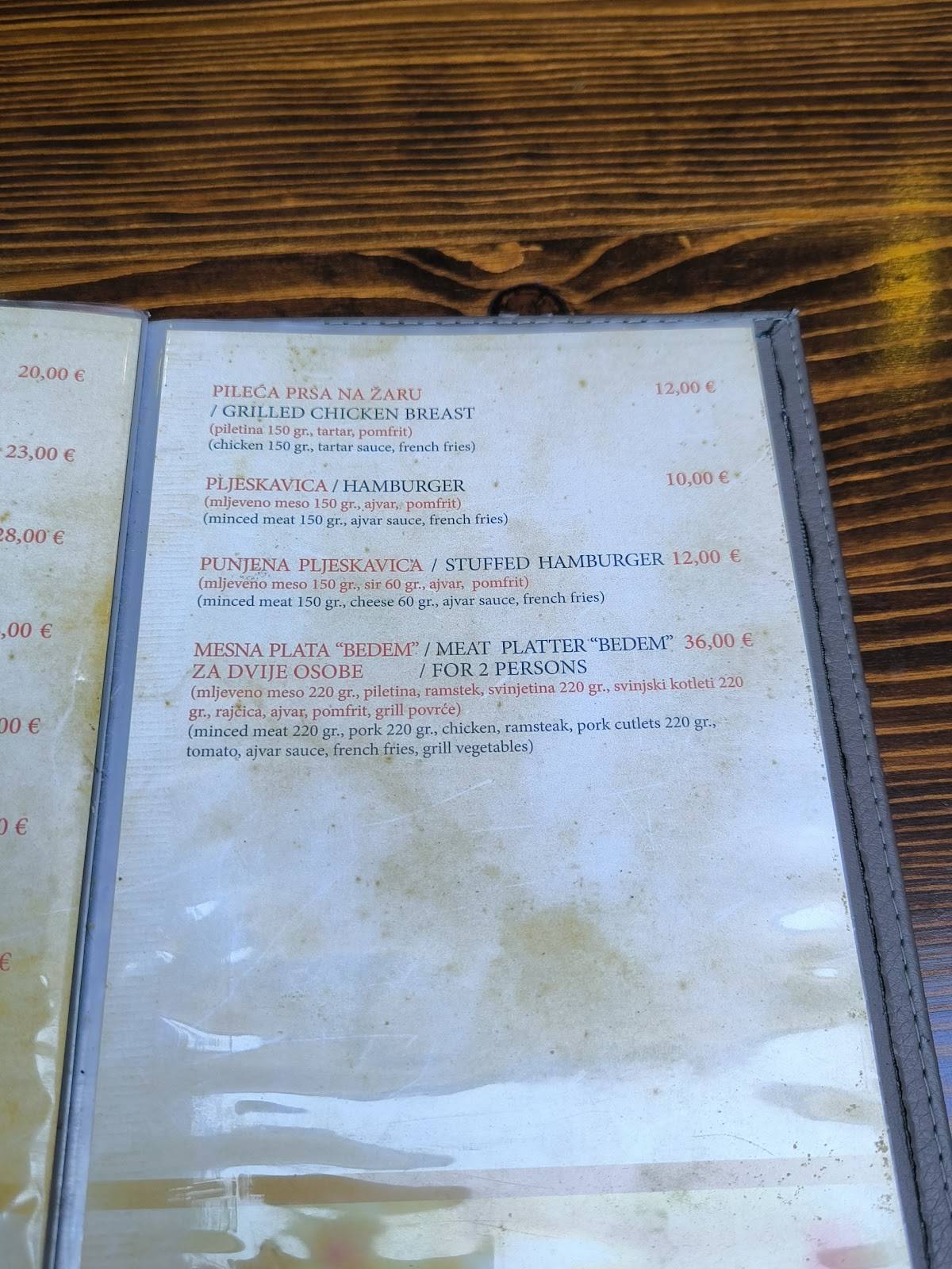 Menu di Restoran Bedem 