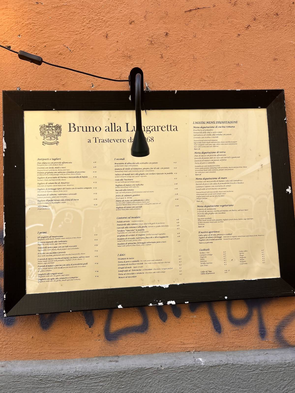 Menu di Ristorante Bruno Alla Lungaretta 