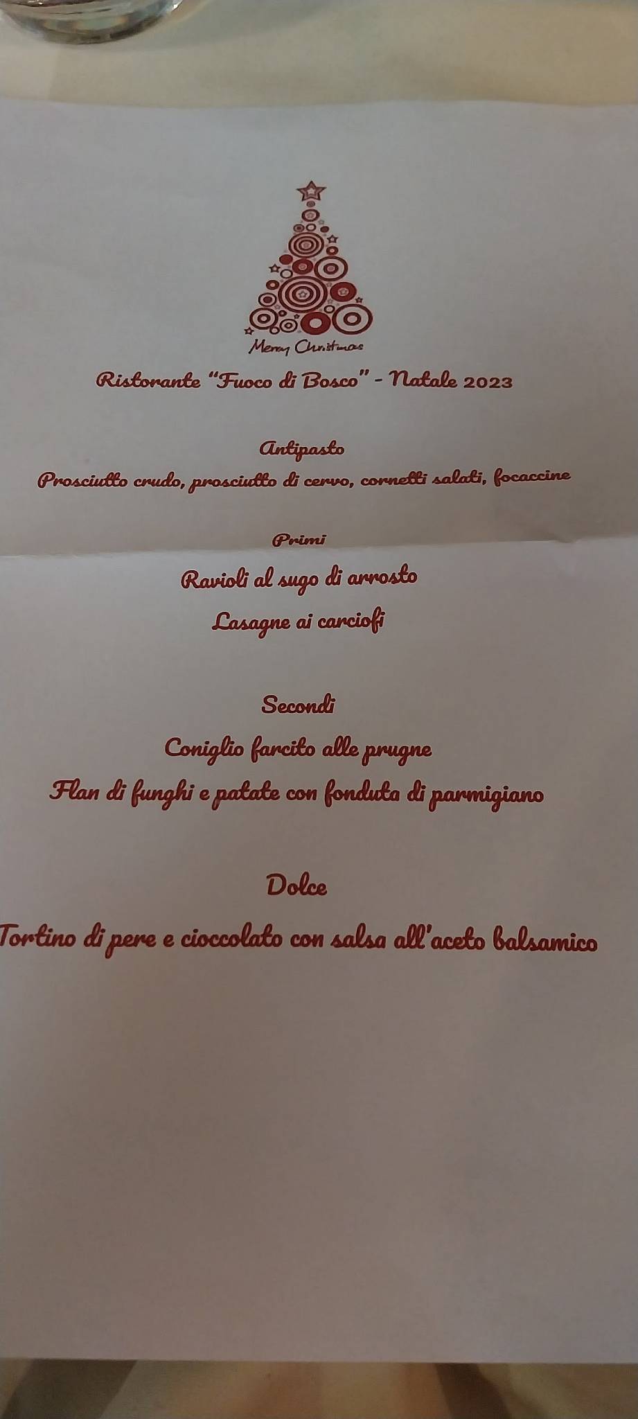 Menu di Ristorante Fuoco di Bosco 