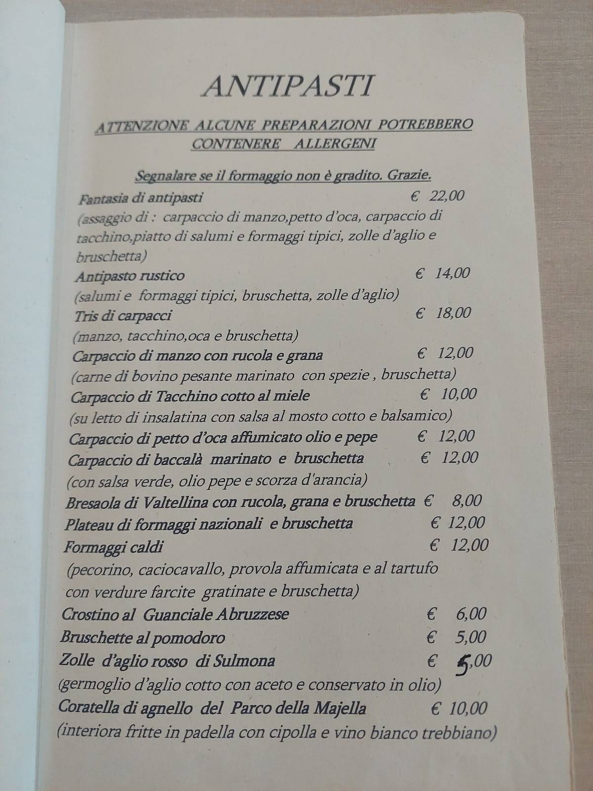 Menu di Ristorante Gino 