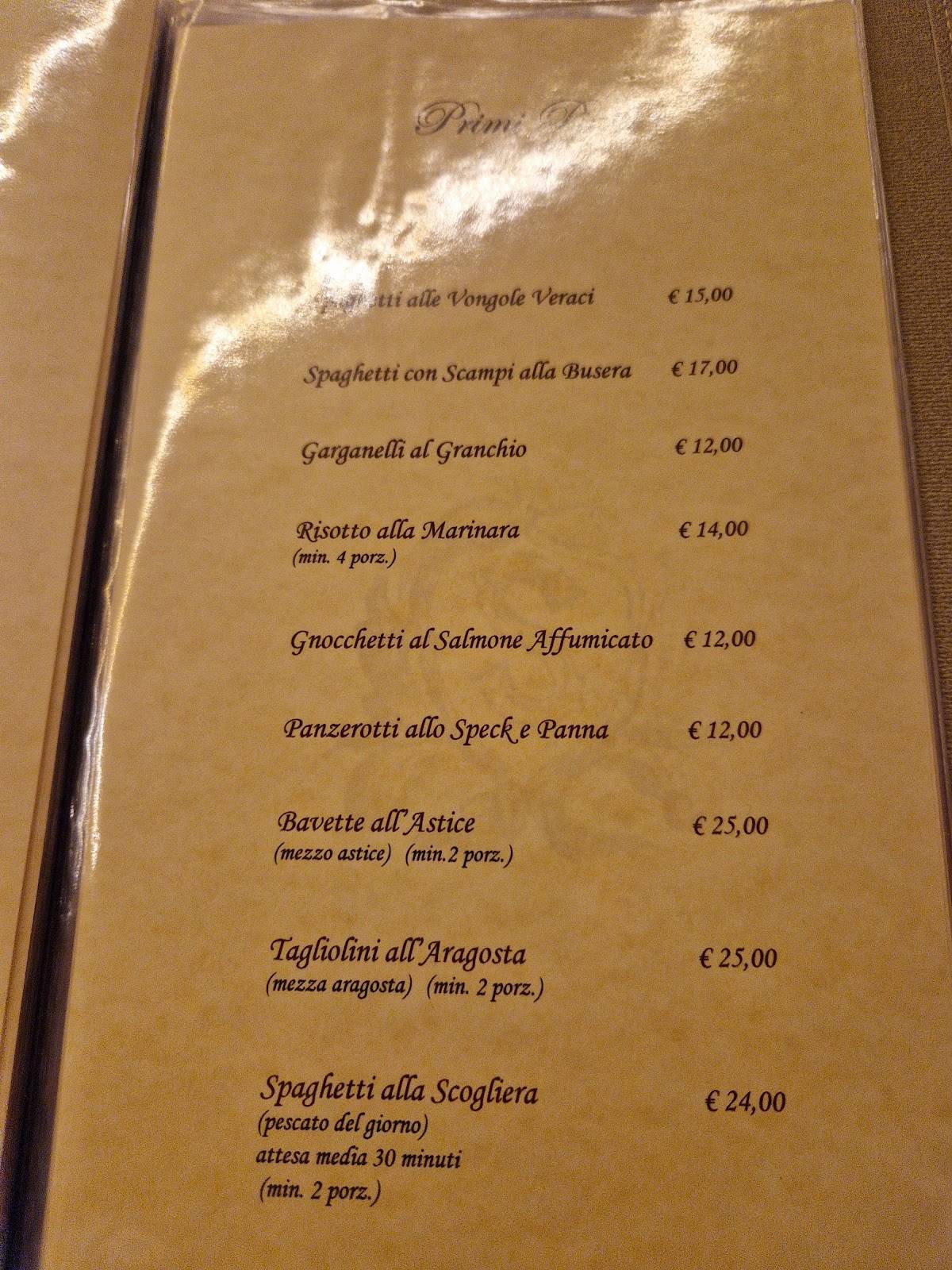 Menu di Ristorante La Cicala Villa Ferro 