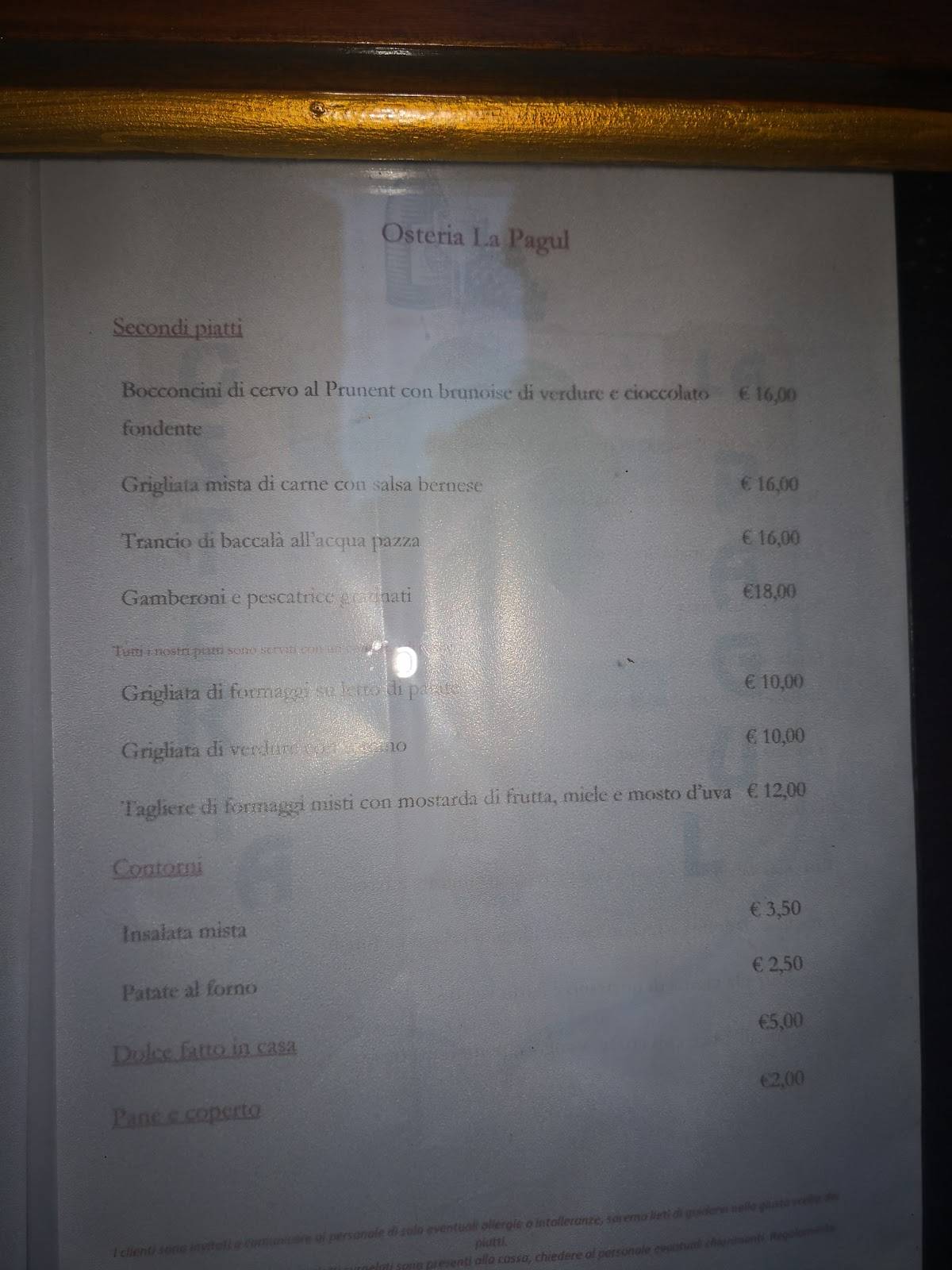 Menu di Ristorante La Pagul 