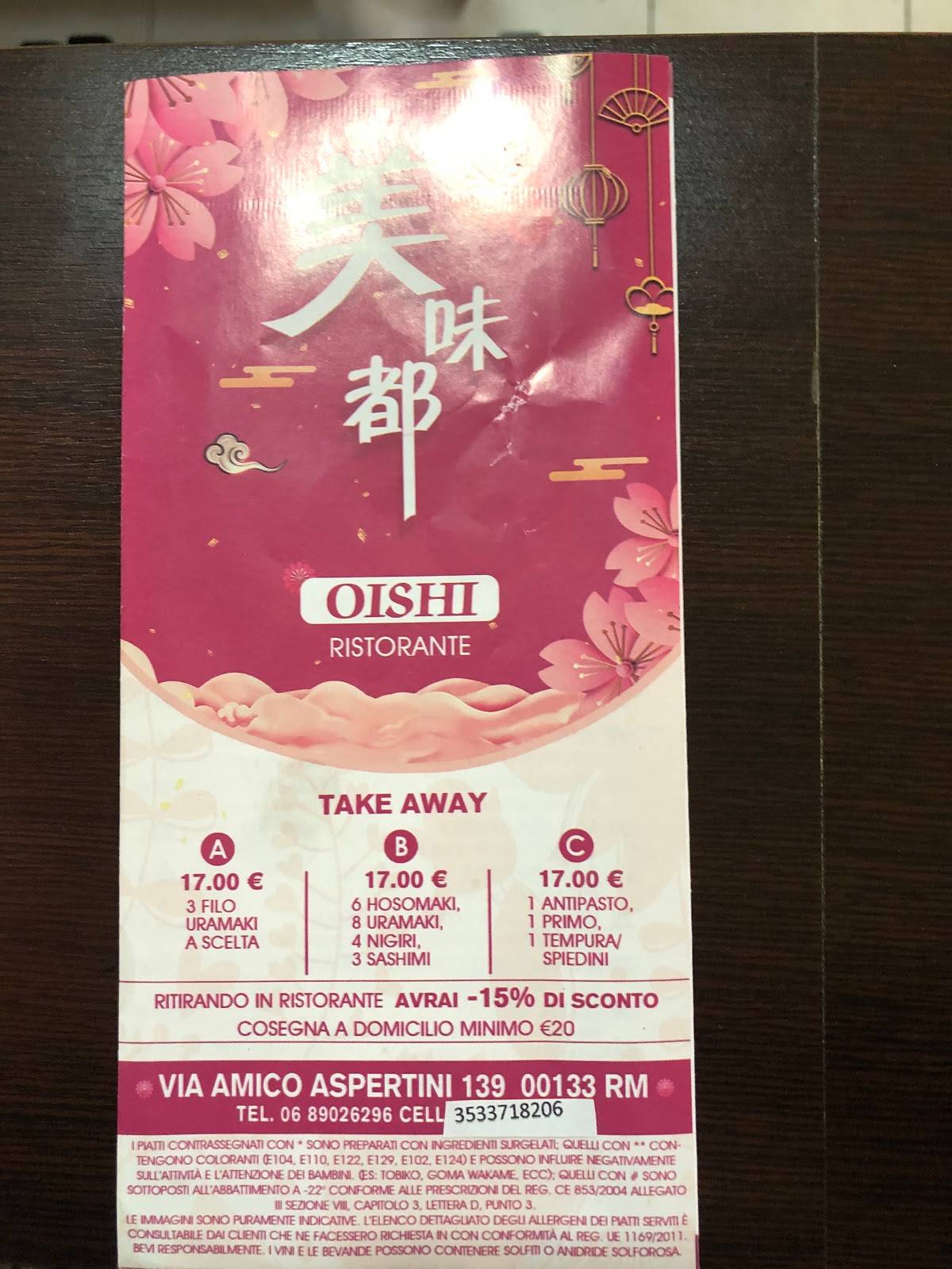 Menu di Ristorante OISHI Roma 