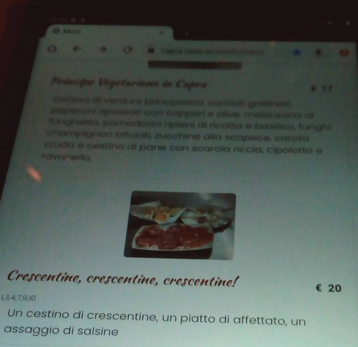 Menu di Osteria della Capra 