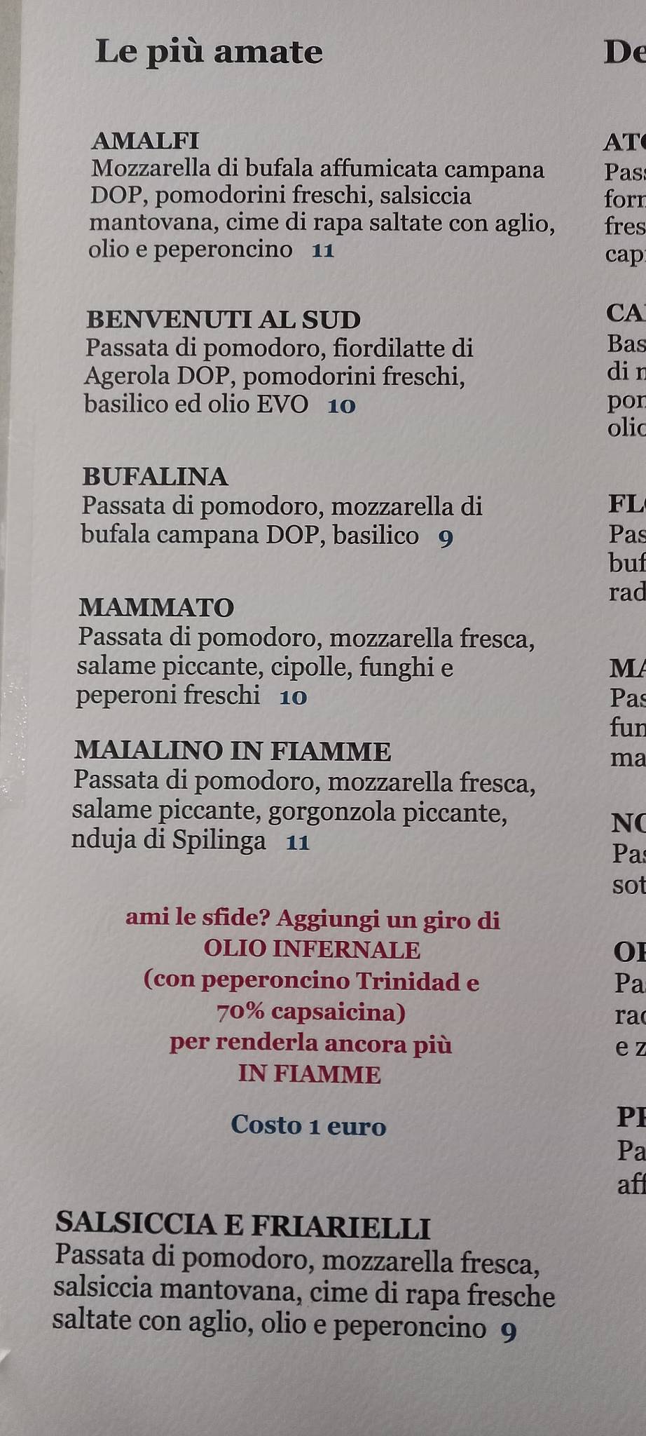 Menu di Pizzeria Mammato 