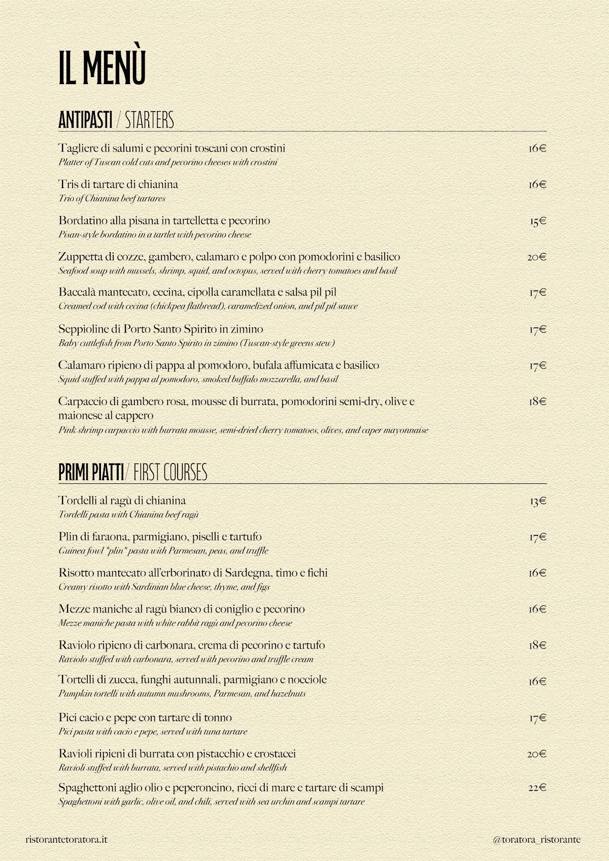 Menu di Ristorante Tora Tora 