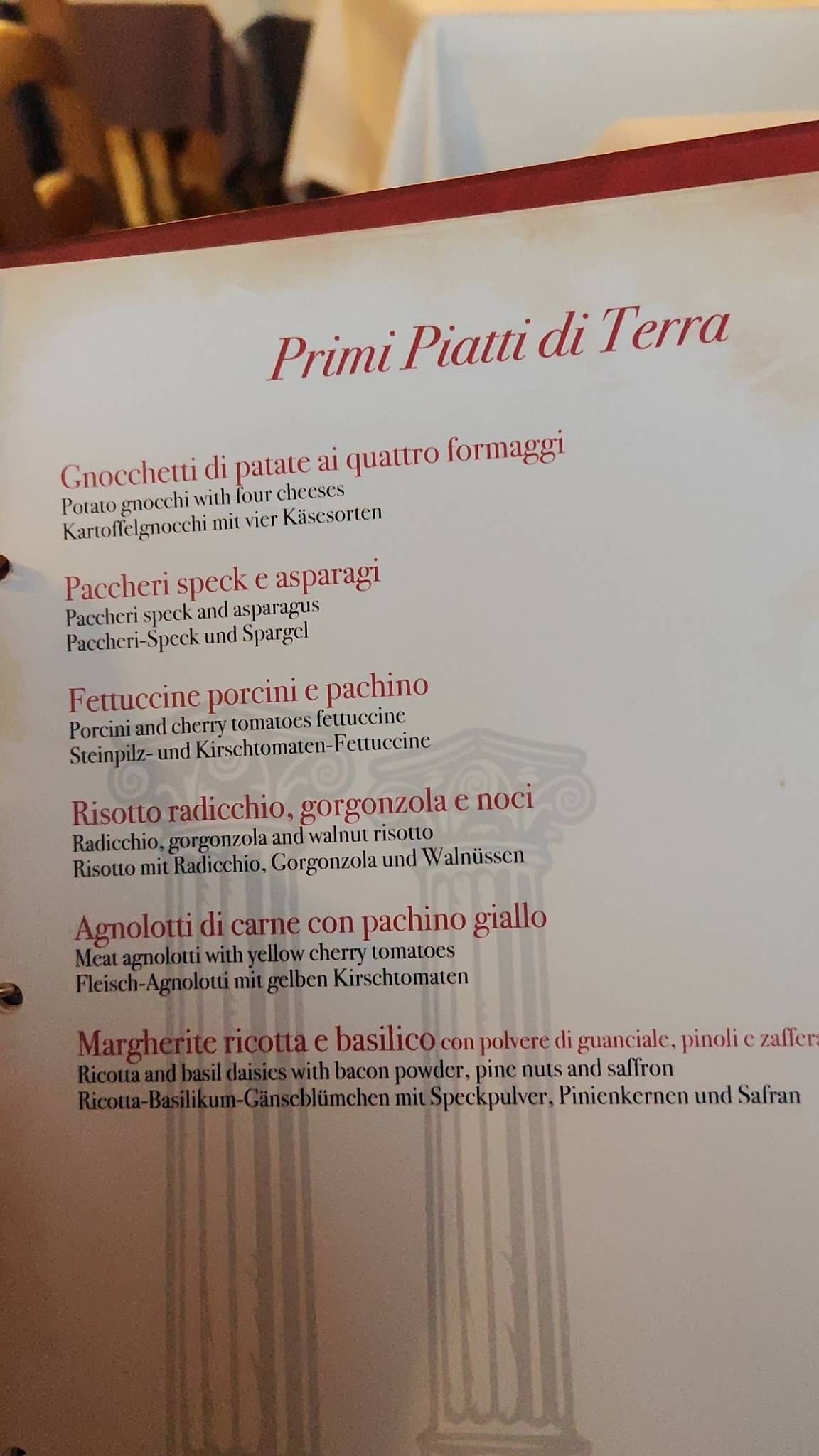 Menu di Ristorante l'Antica Via 