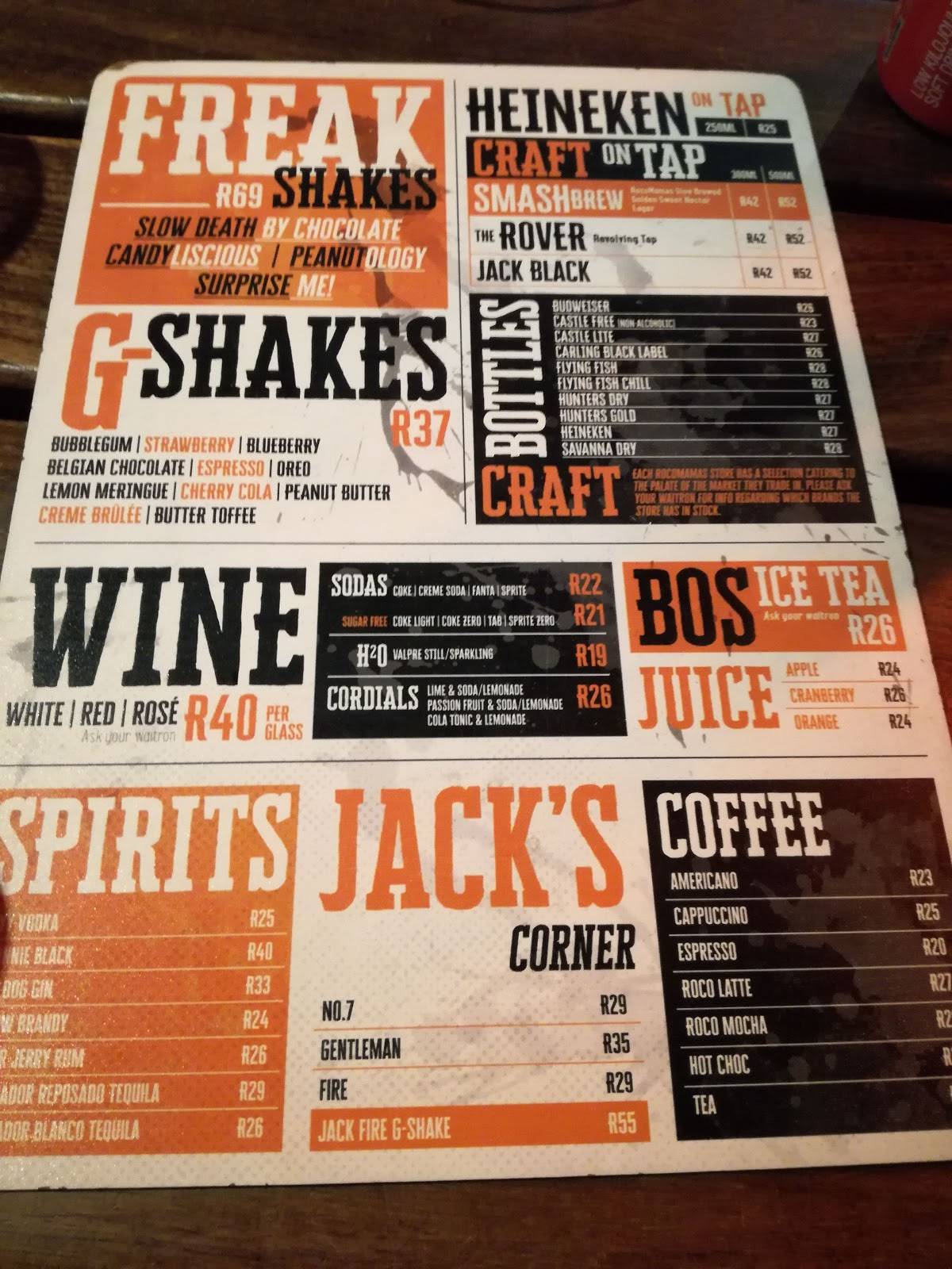 Menu at Beacon Bay Crossing restaurant, East London