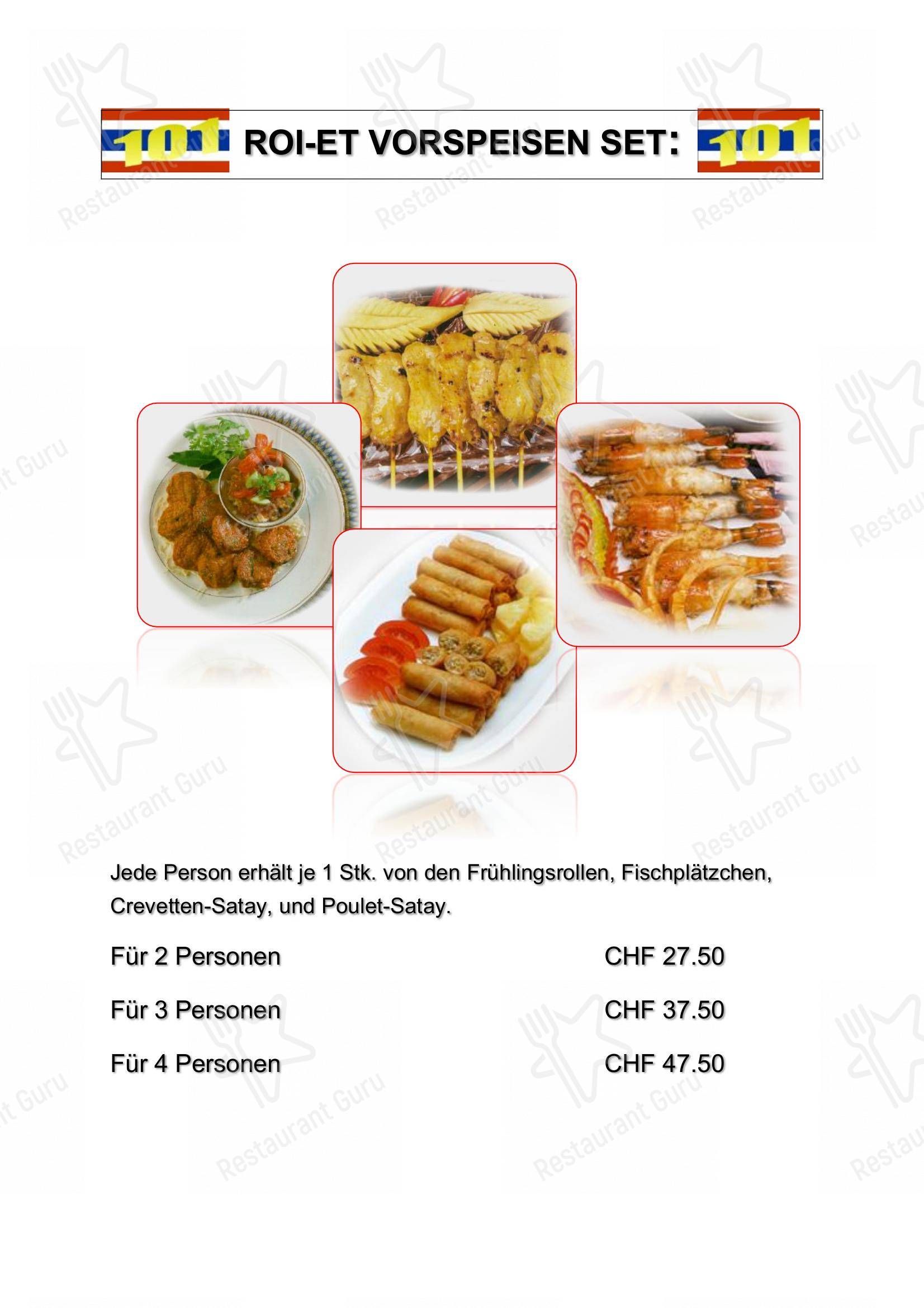Menu per Roi-Et Thai restaurant in Zurigo