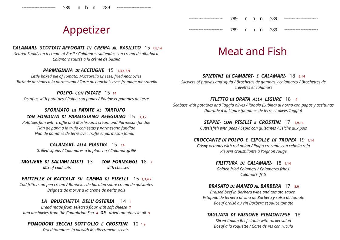 Menu di Osteria Rustichello 