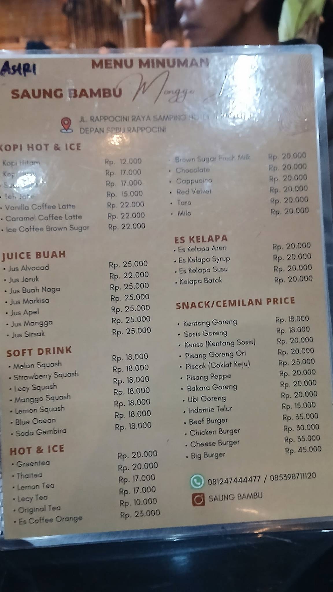 Menu at SAUNG BAMBU RAPPOCINI, Makassar