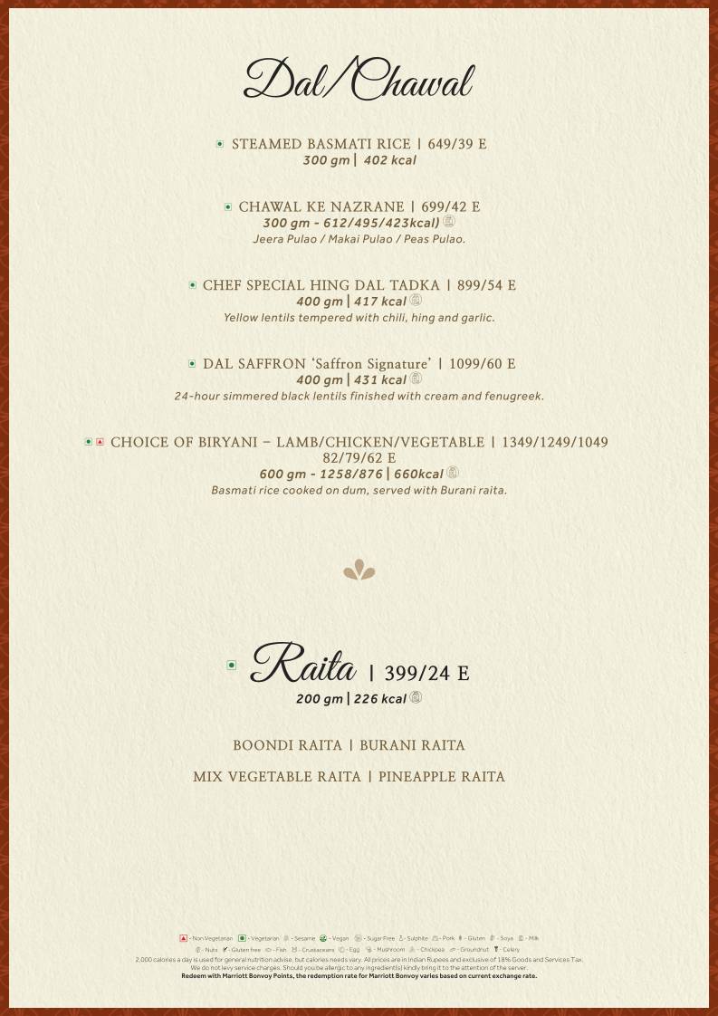 Saffron menu