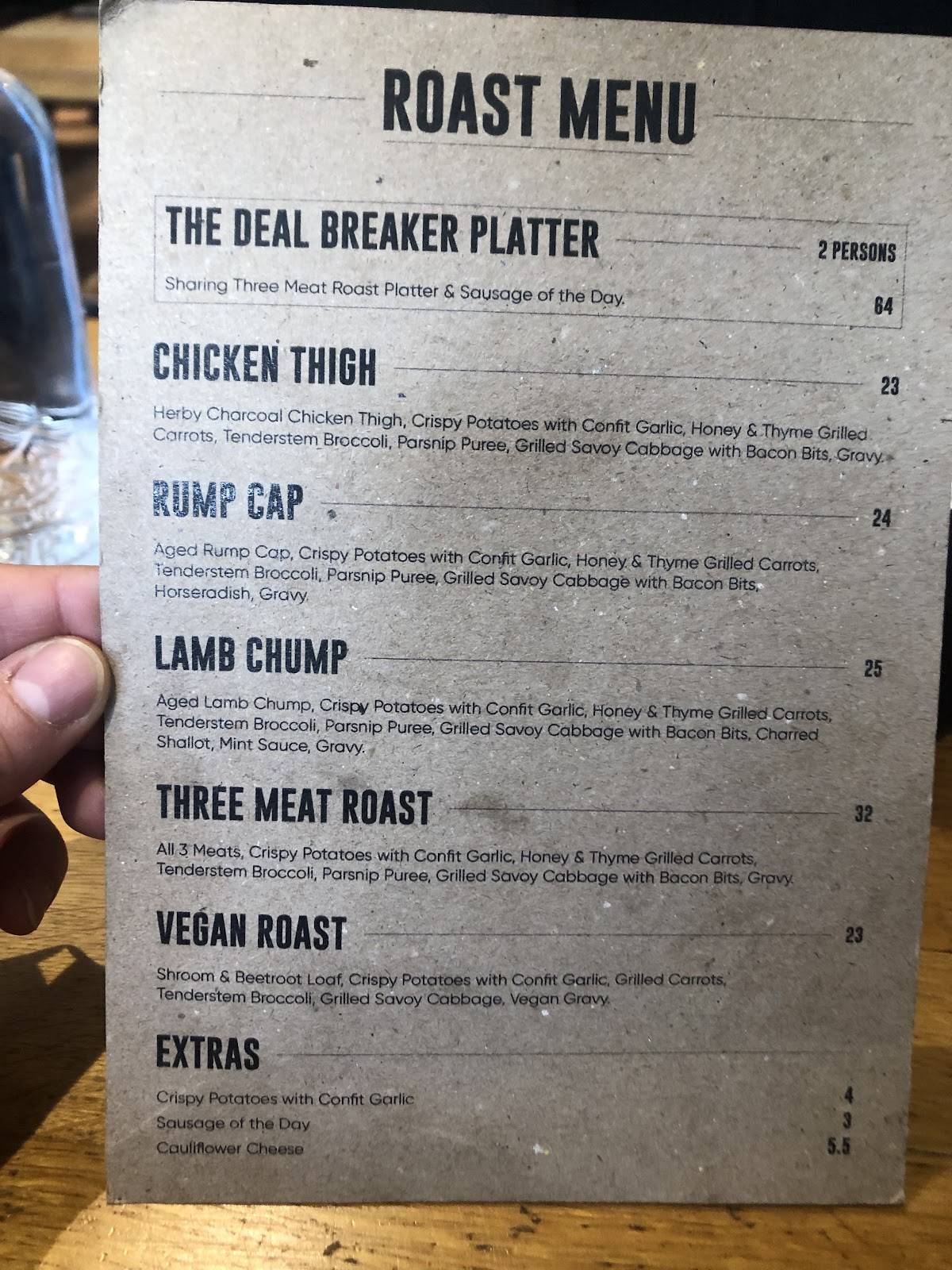 Menu at Salt Shed restaurant, Brighton