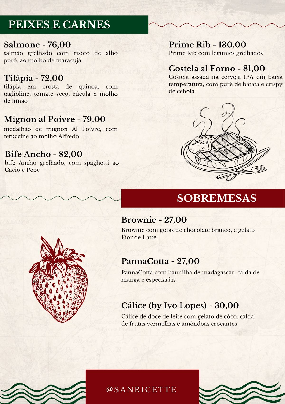San Ricette cardápio