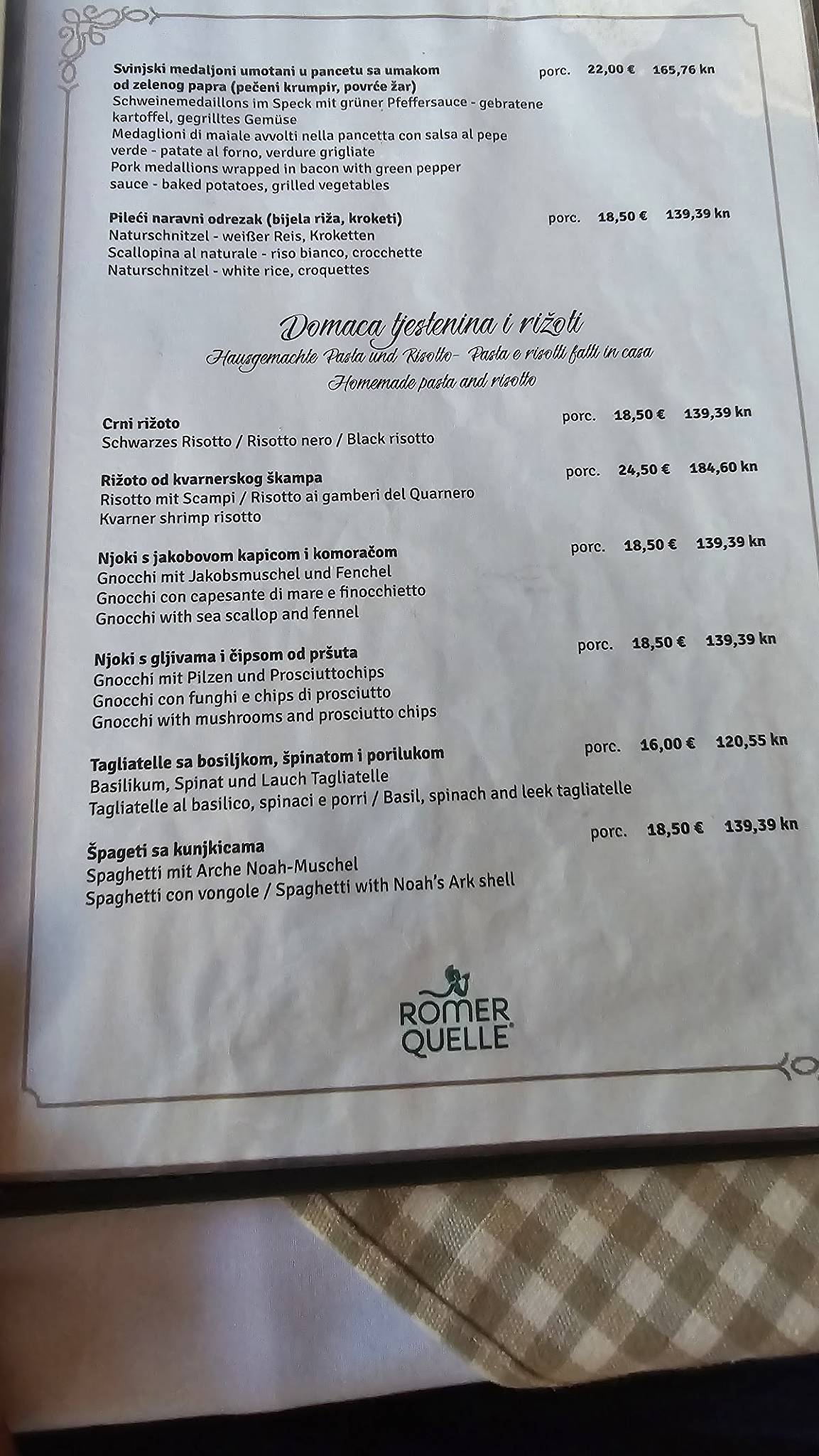 Menu di Restaurant Santa Maria 