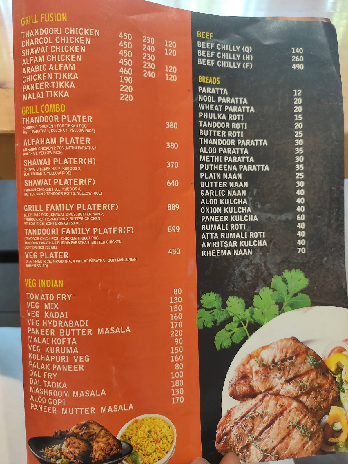Selesta Restaurant menu