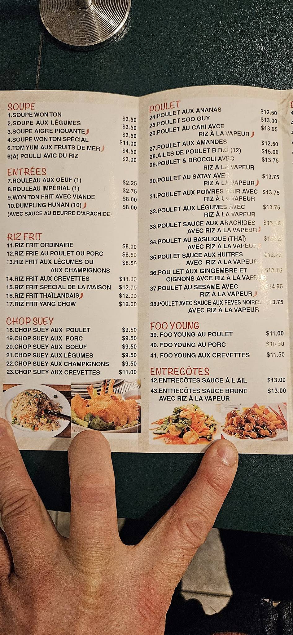 Menu de Restaurant Seng Hing