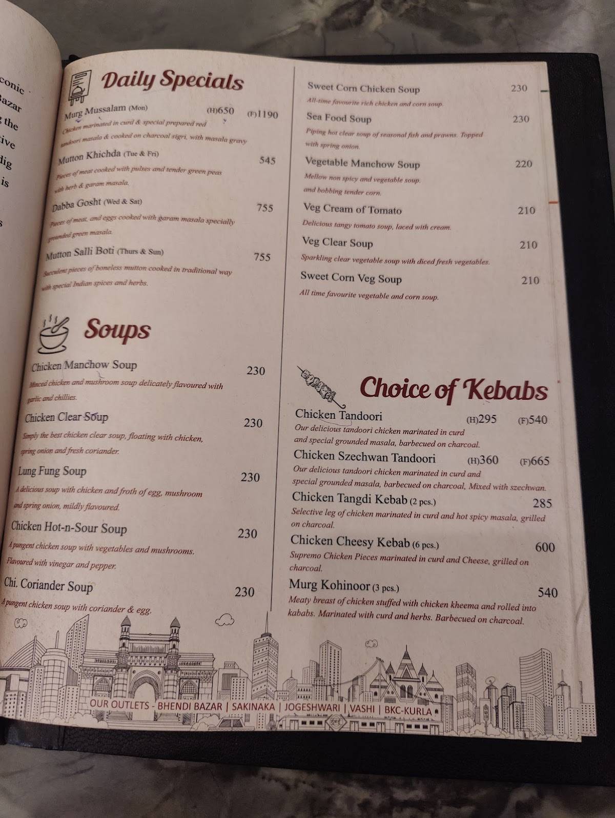 Shalimar Restaurant menu