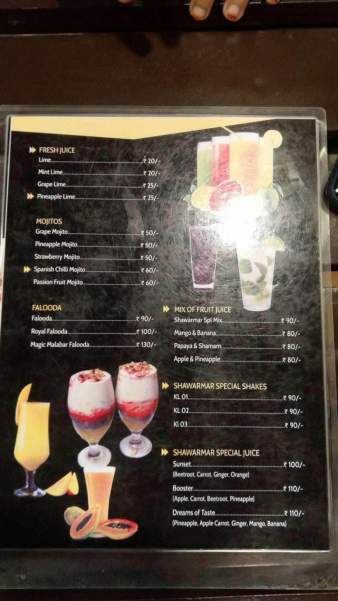 Shawarmar menu