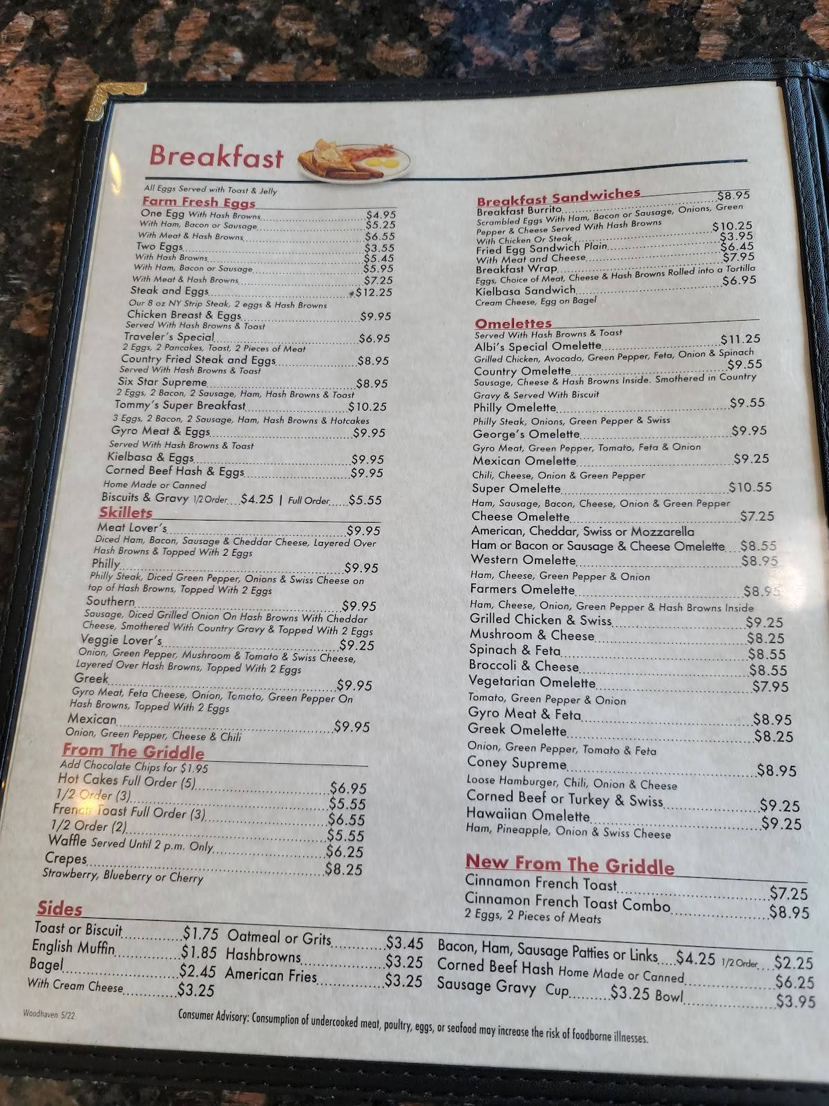 Menu at six star family restaurant woodhaven