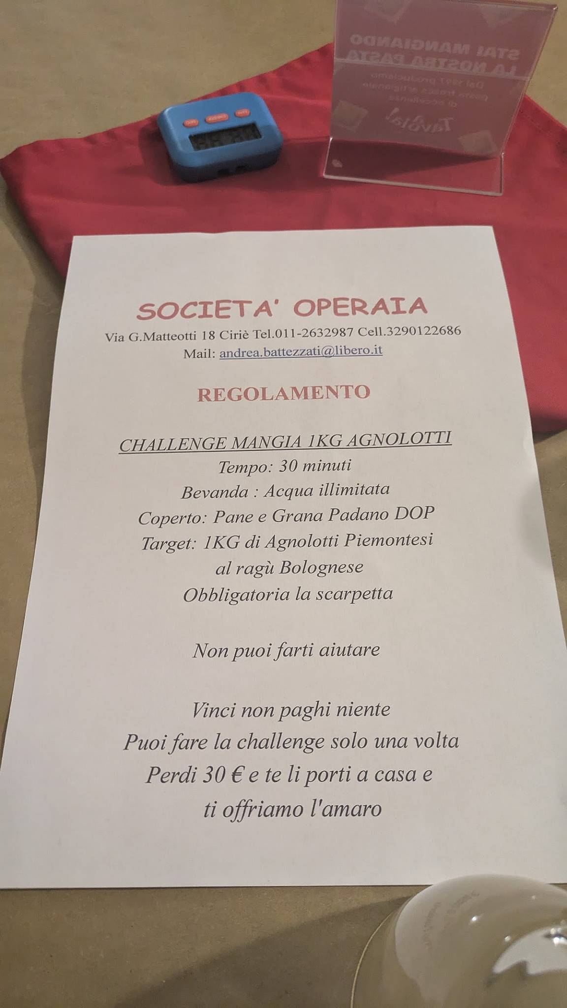 Menu di Società Operaia di Consumo Ciriacese 