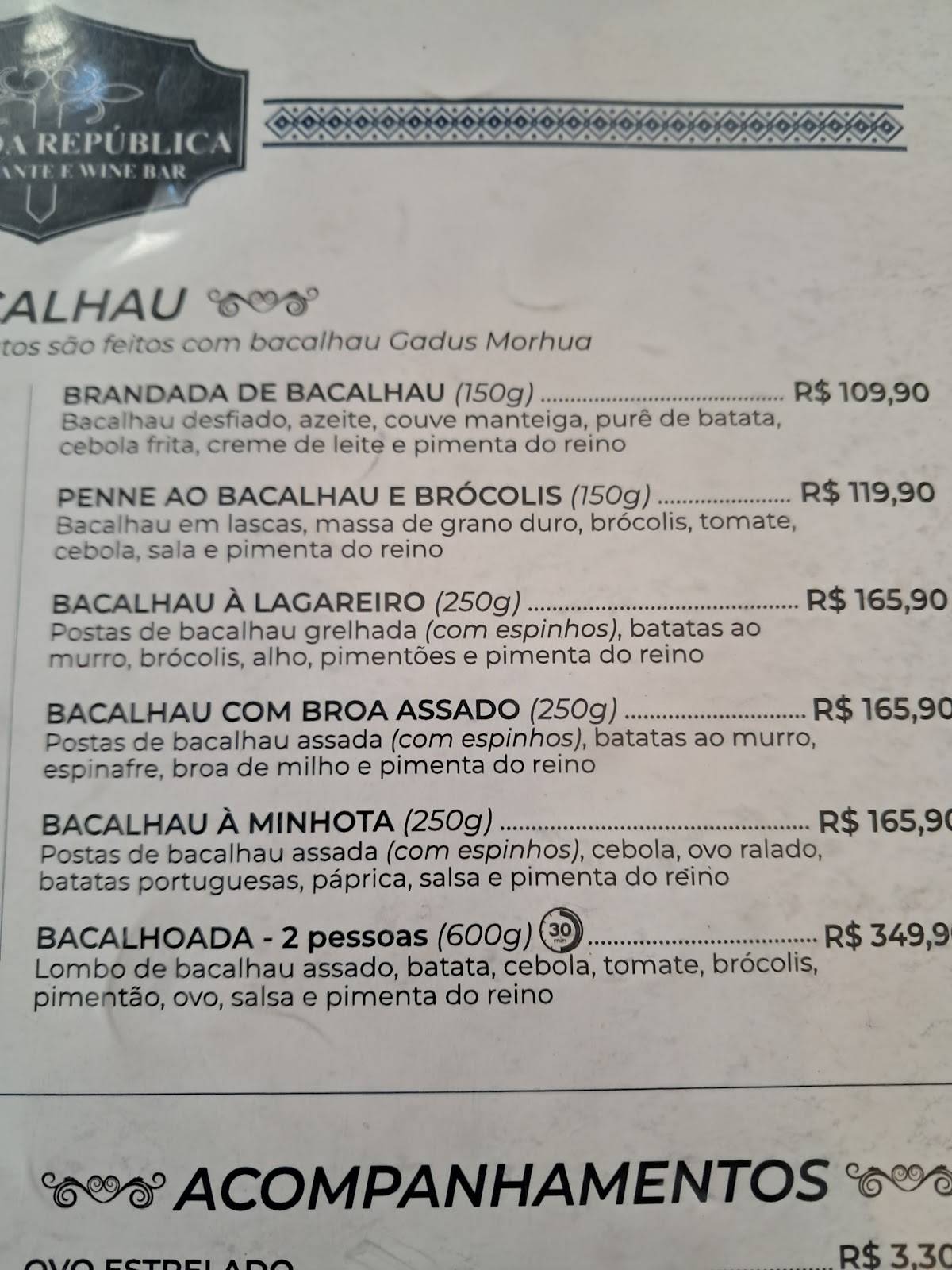 Solar Da República cardápio
