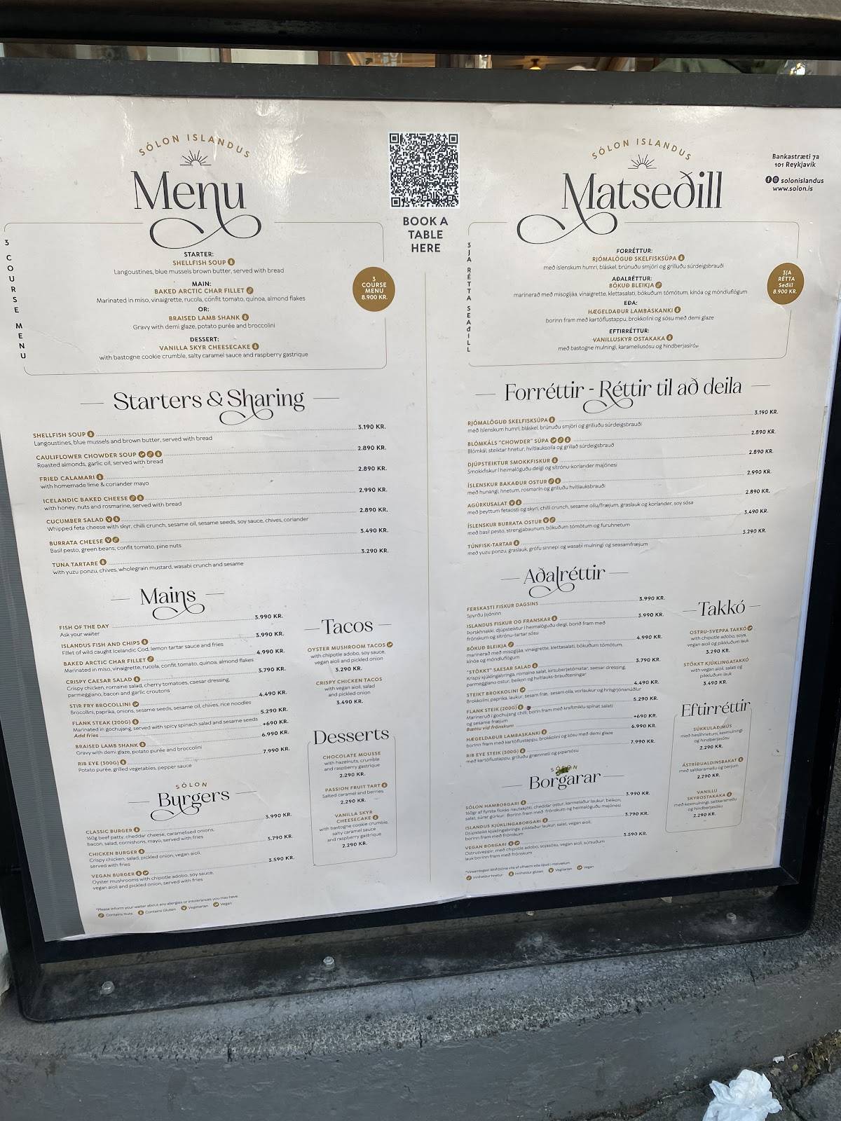 Menu de Solon Islandus