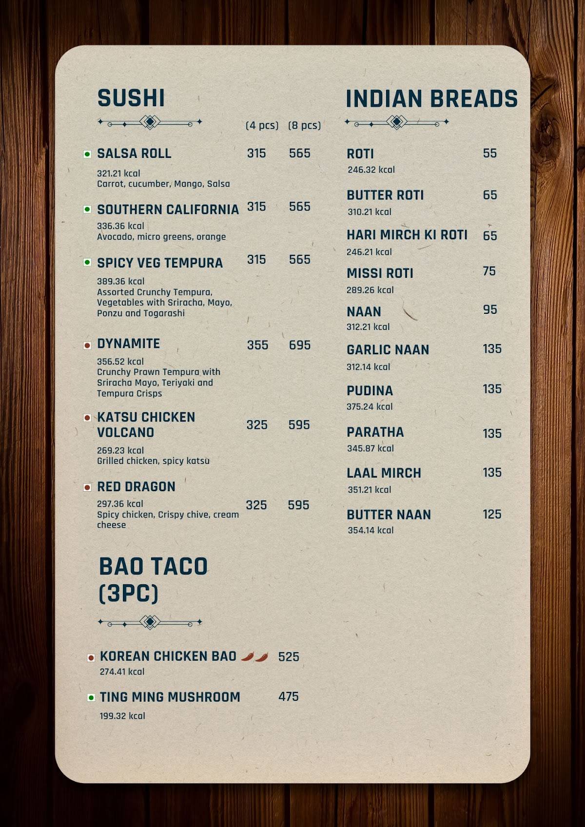 Sorbo menu