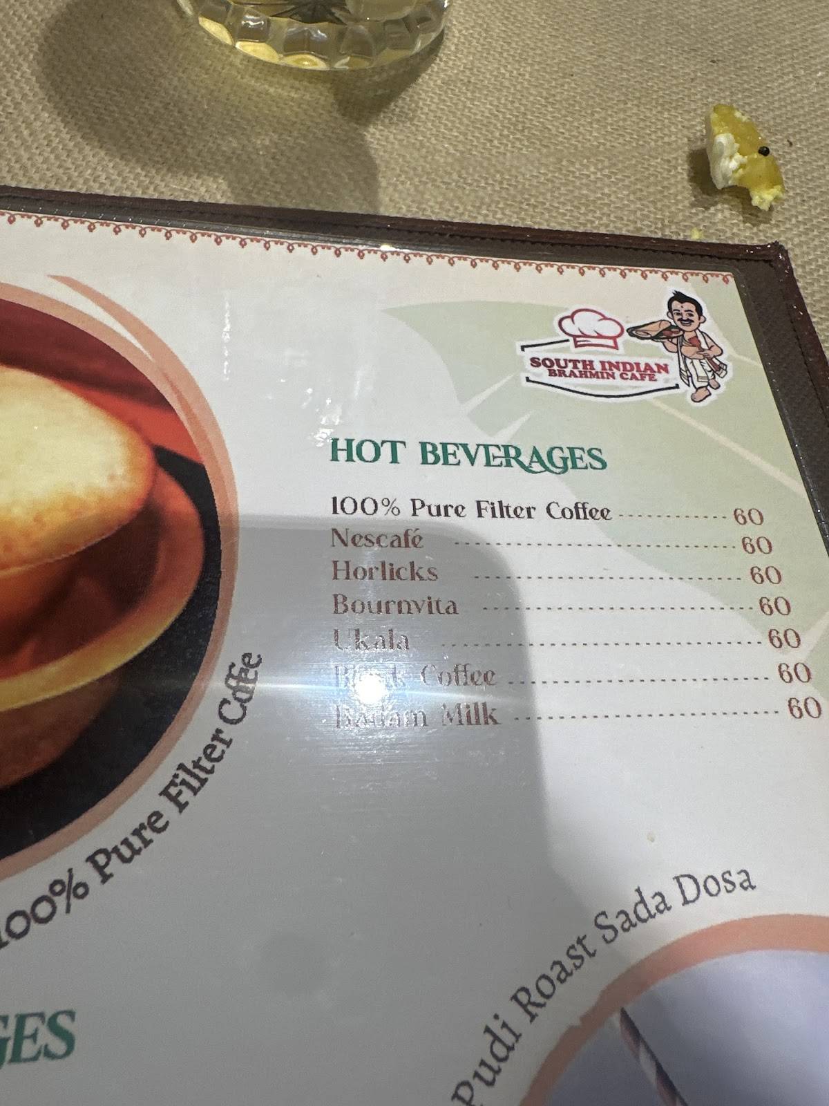 South Indian Brahmin Cafe menu